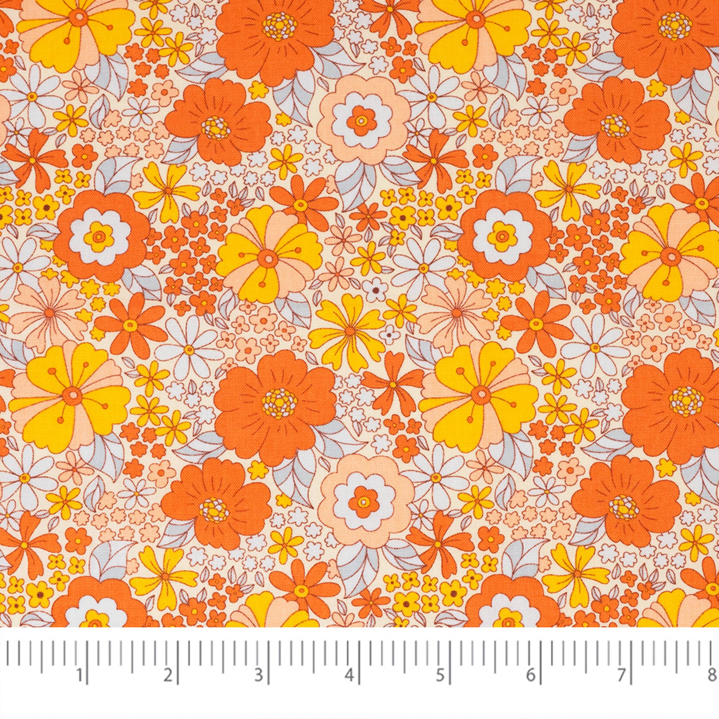 SINGER Retro Floral Cotton Fabric