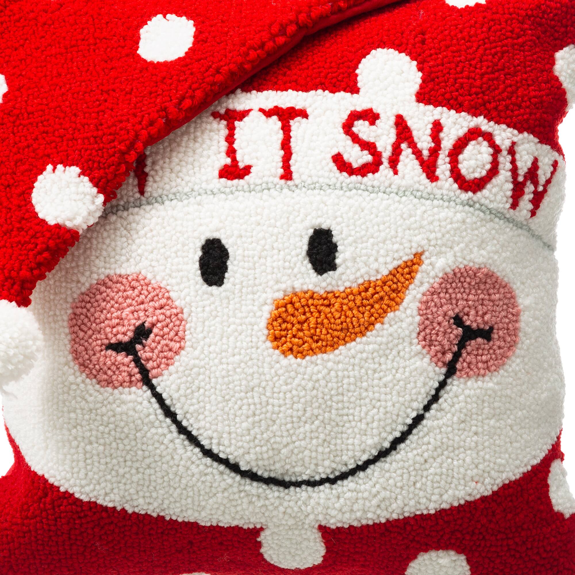Glitzhome® Hooked 3D Santa & Snowman Pillow