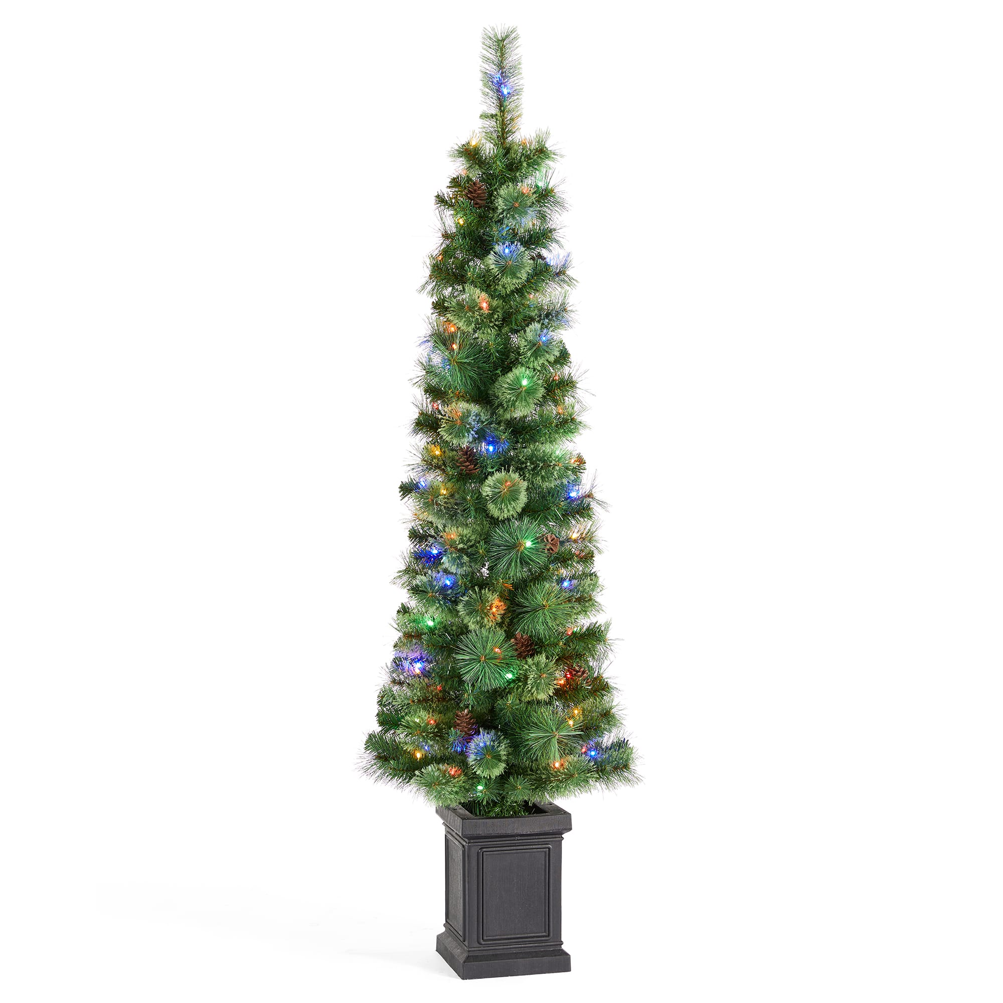Glitzhome&#xAE; 5ft Pre-Lit Green Cashmere Pine Christmas Porch Tree, Multi-color LED Lights