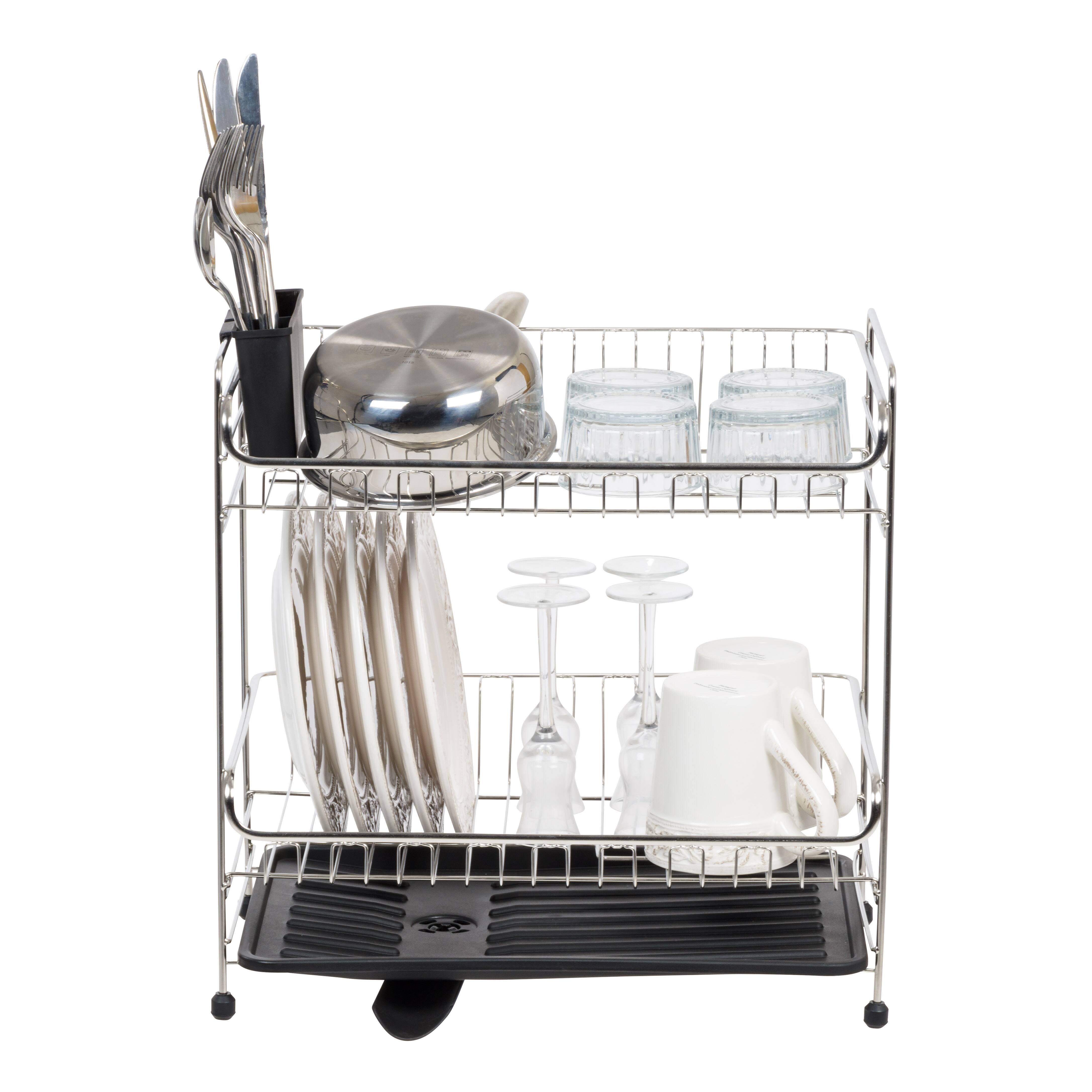 IRIS&#xAE; 15.75&#x22; Stainless Steel 2-Tier Dish Rack