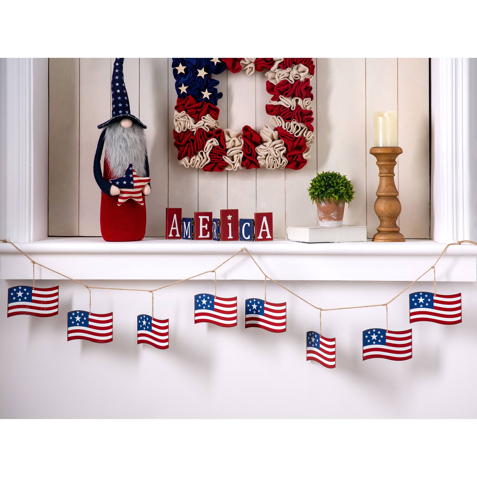 Glitzhome® 6ft. Metal American Flag Garland Michaels