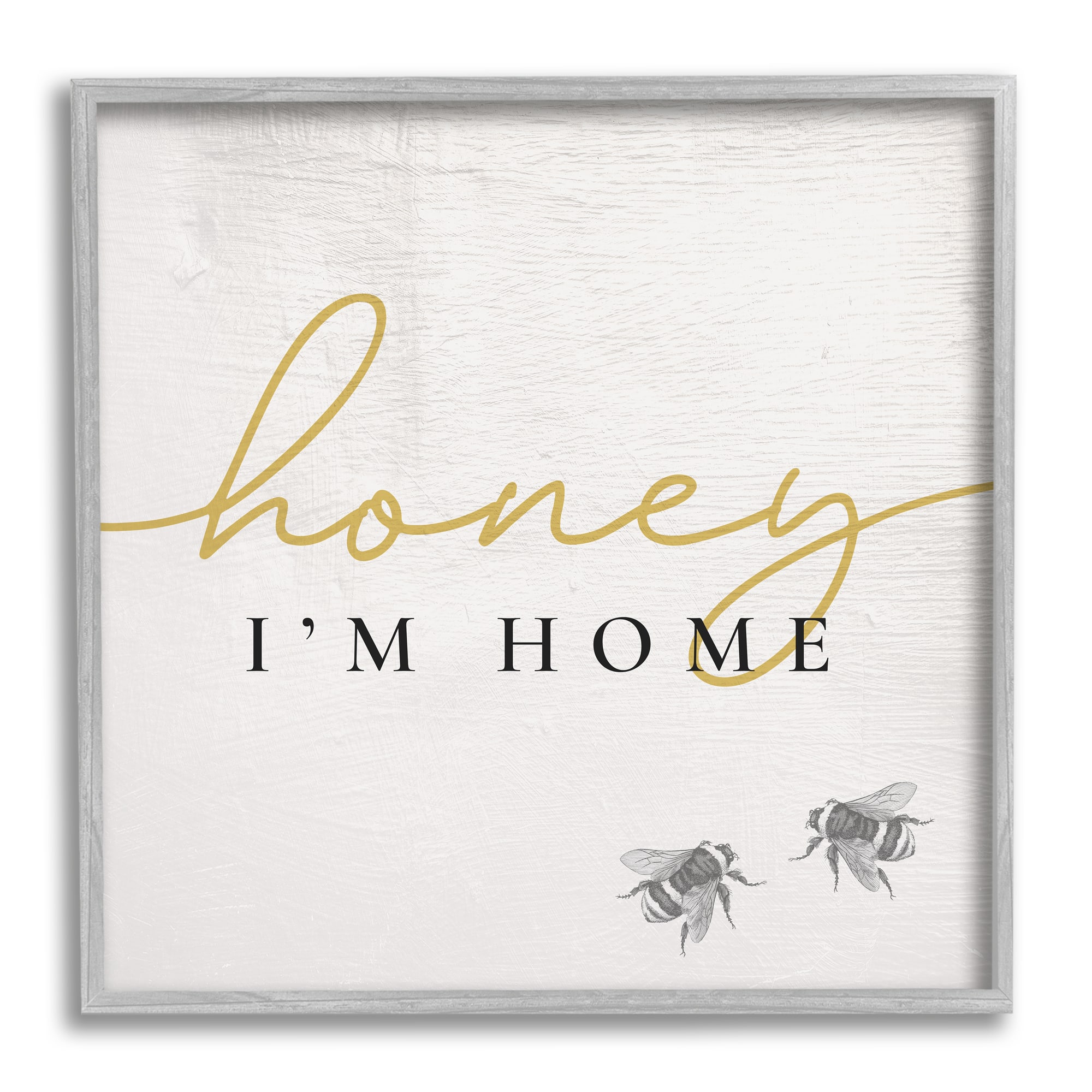 Stupell Industries Honey I'm Home Greeting Charming Bee Pun Framed Wall Art