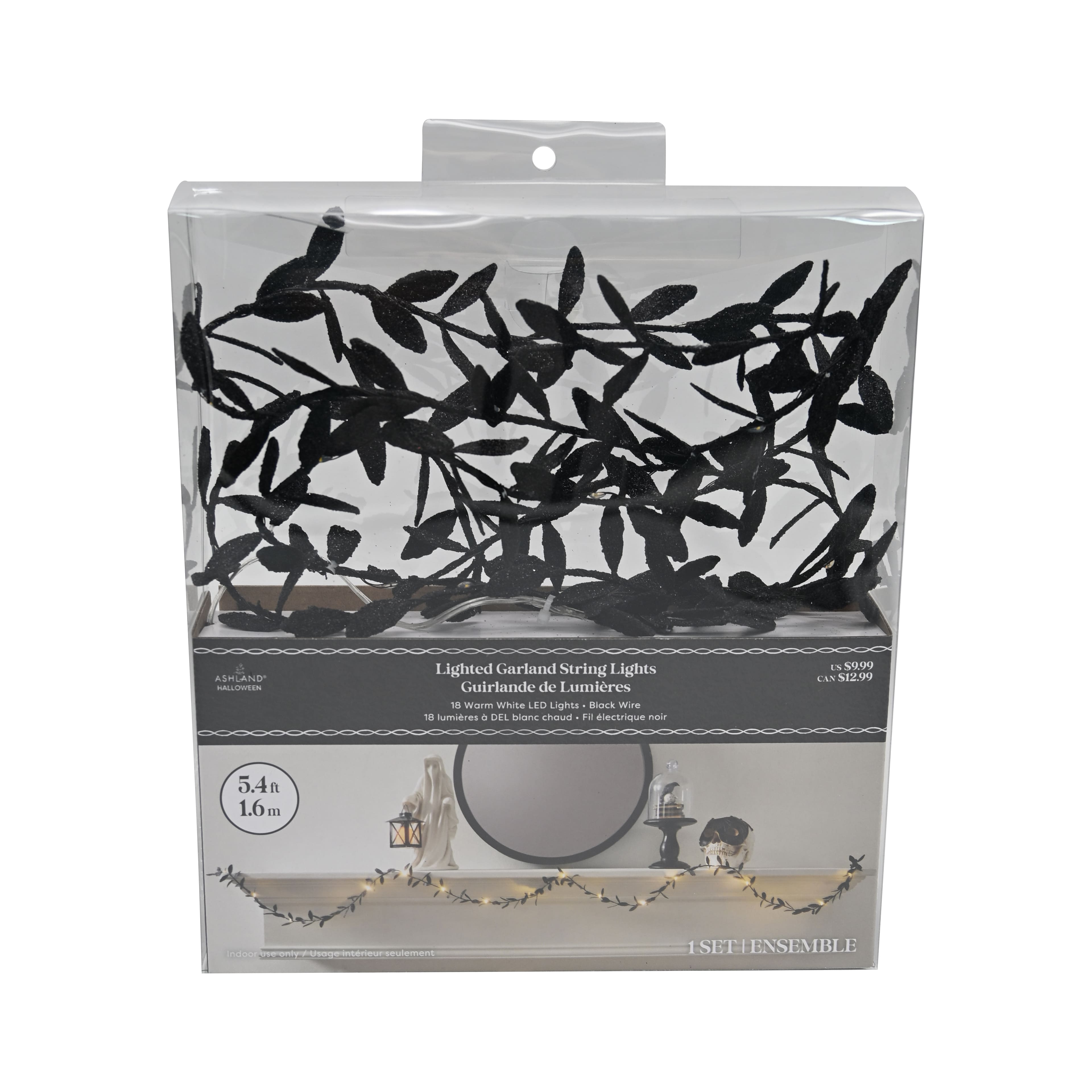 5.5ft. Small Black Leaves Lighted Garland String Lights by Ashland&#xAE;