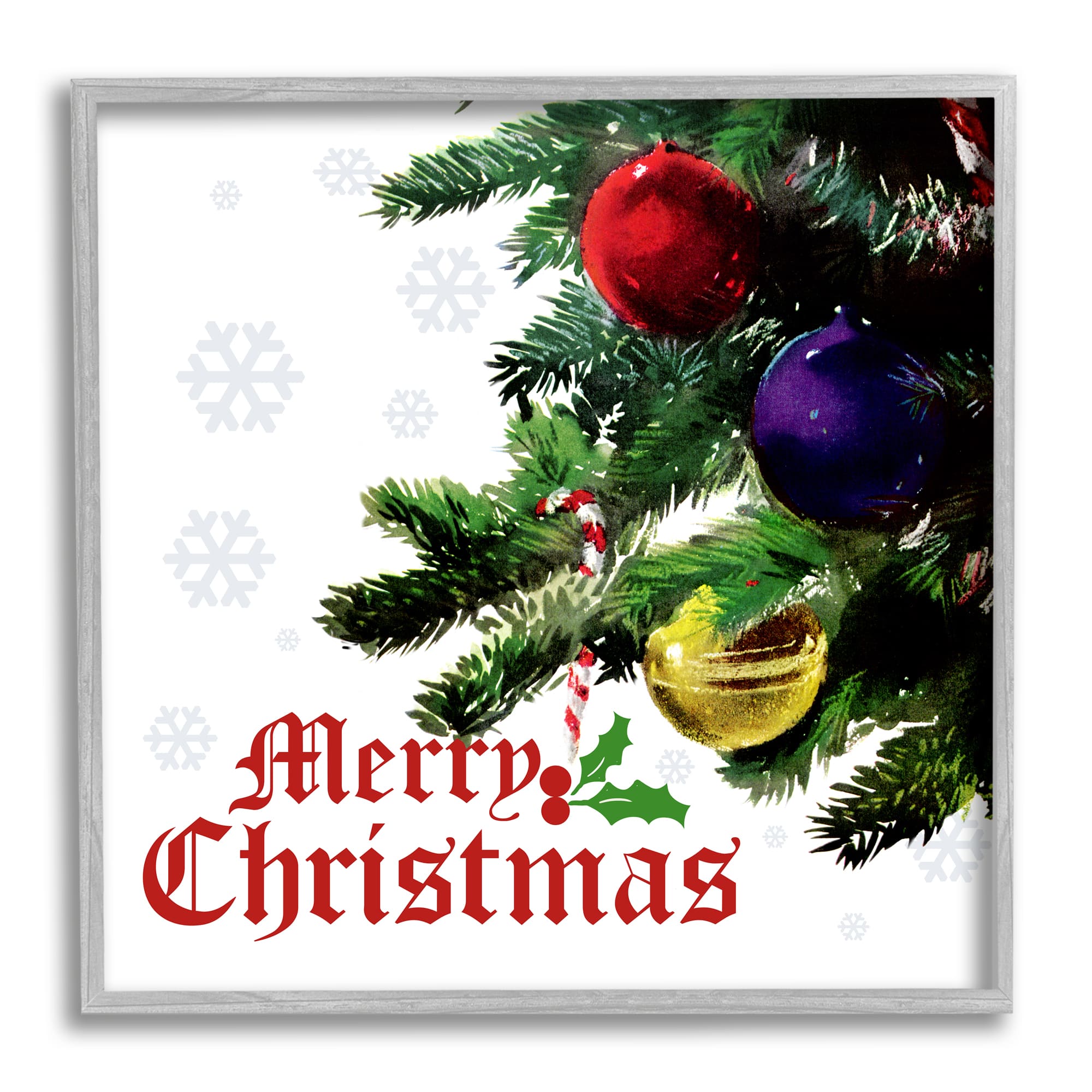 Stupell Industries Merry Christmas Snowflake Pattern Framed Giclee Art