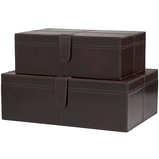 Dark Brown Leather Storage Box Set | Michaels