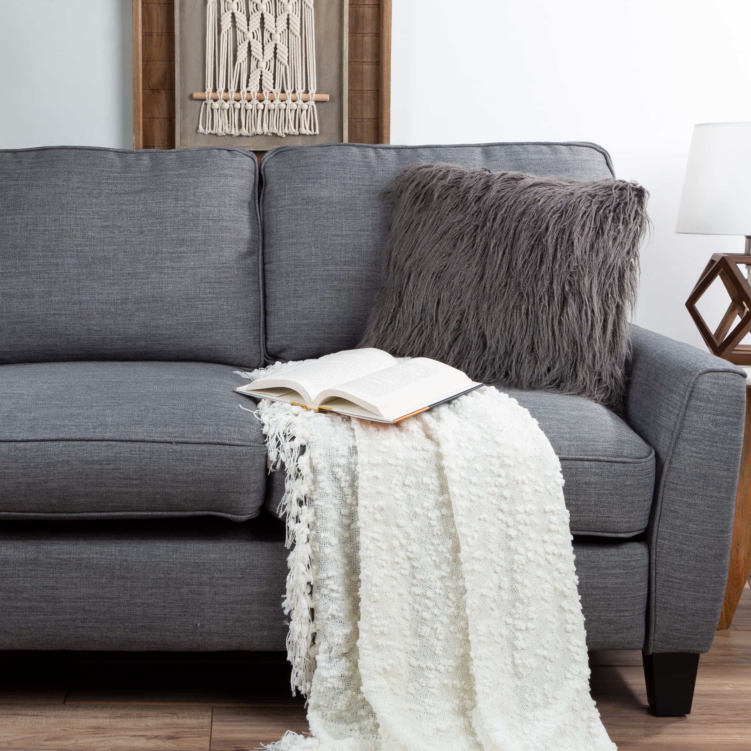 Hastings Home Mongolian Faux Fur Pillow, 18&#x22; x 18&#x22;