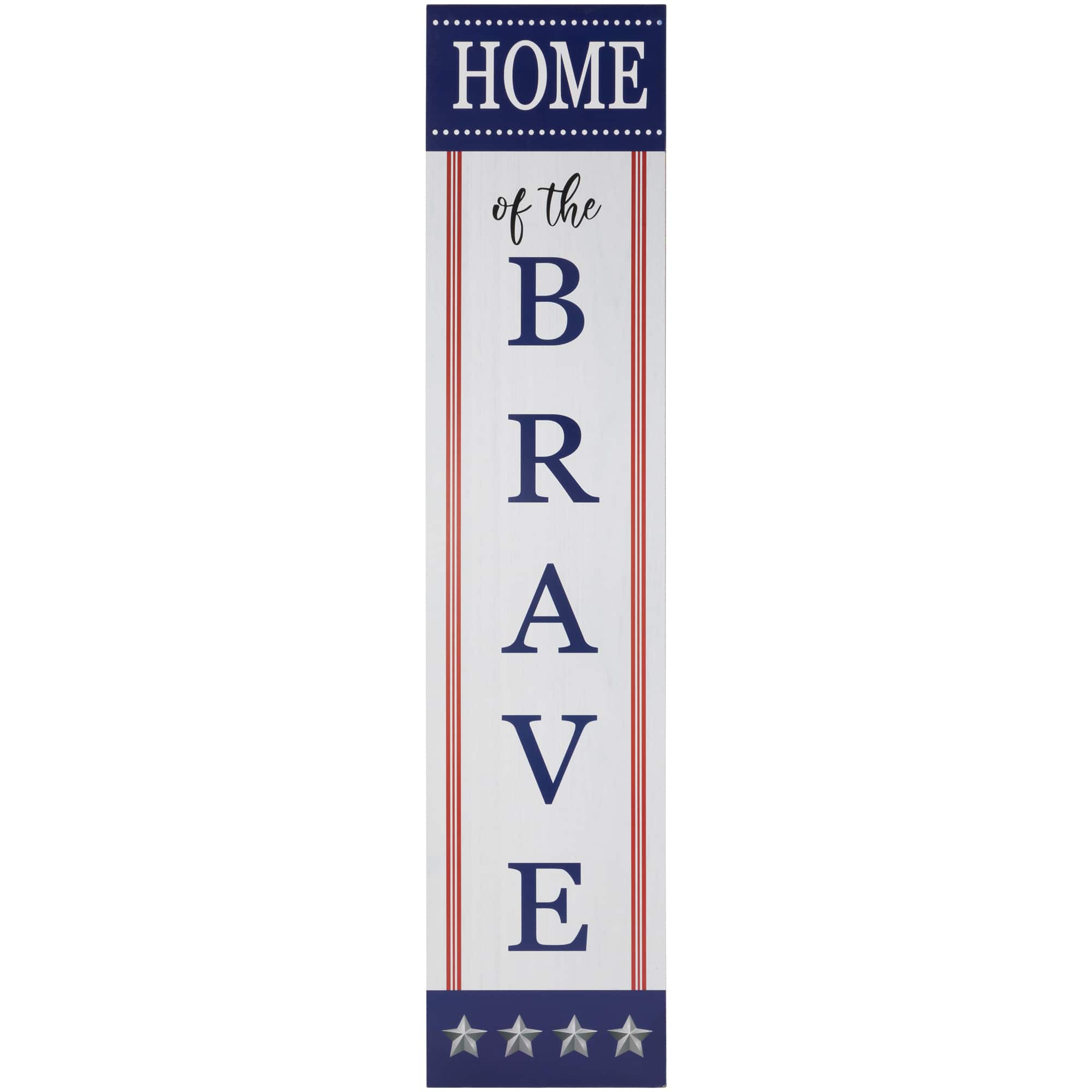 36&#x22; Home of the Brave Patriotic Wood Wall Sign