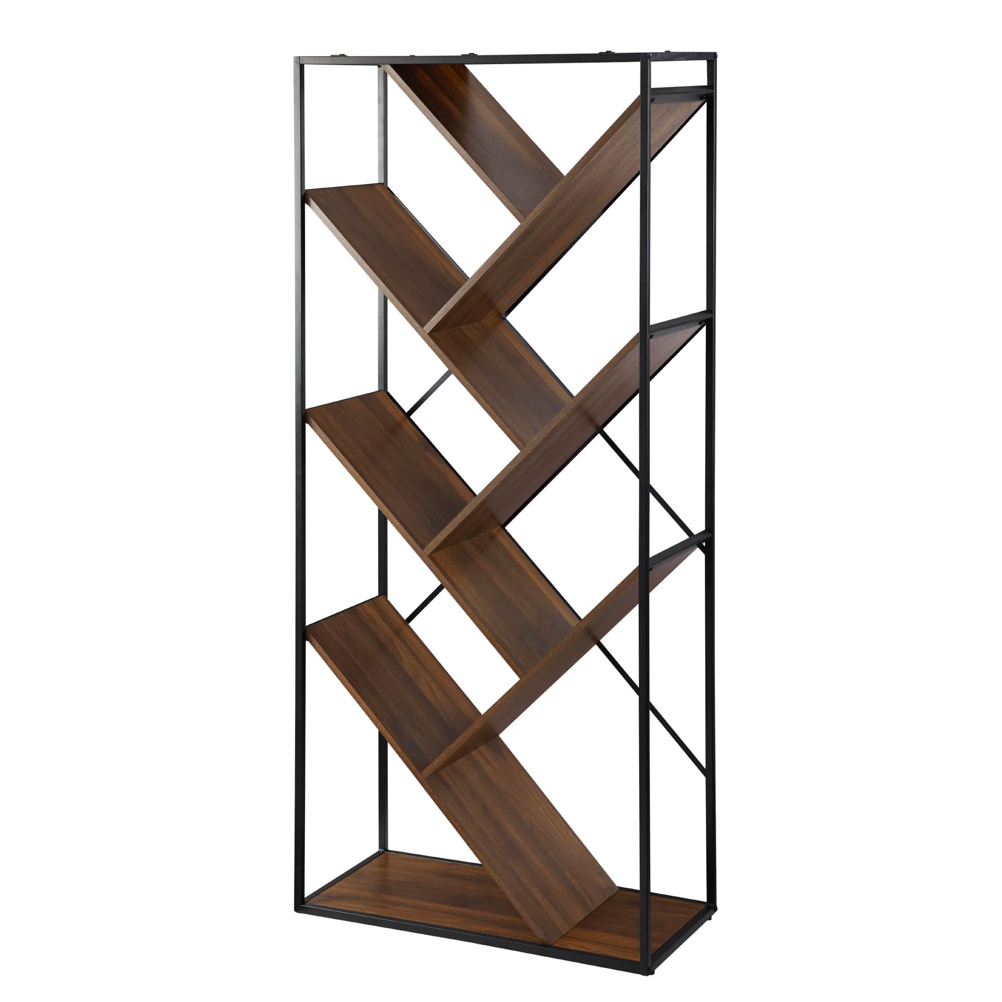Walker Edison 68&#x22; Dark Walnut V Bookshelf