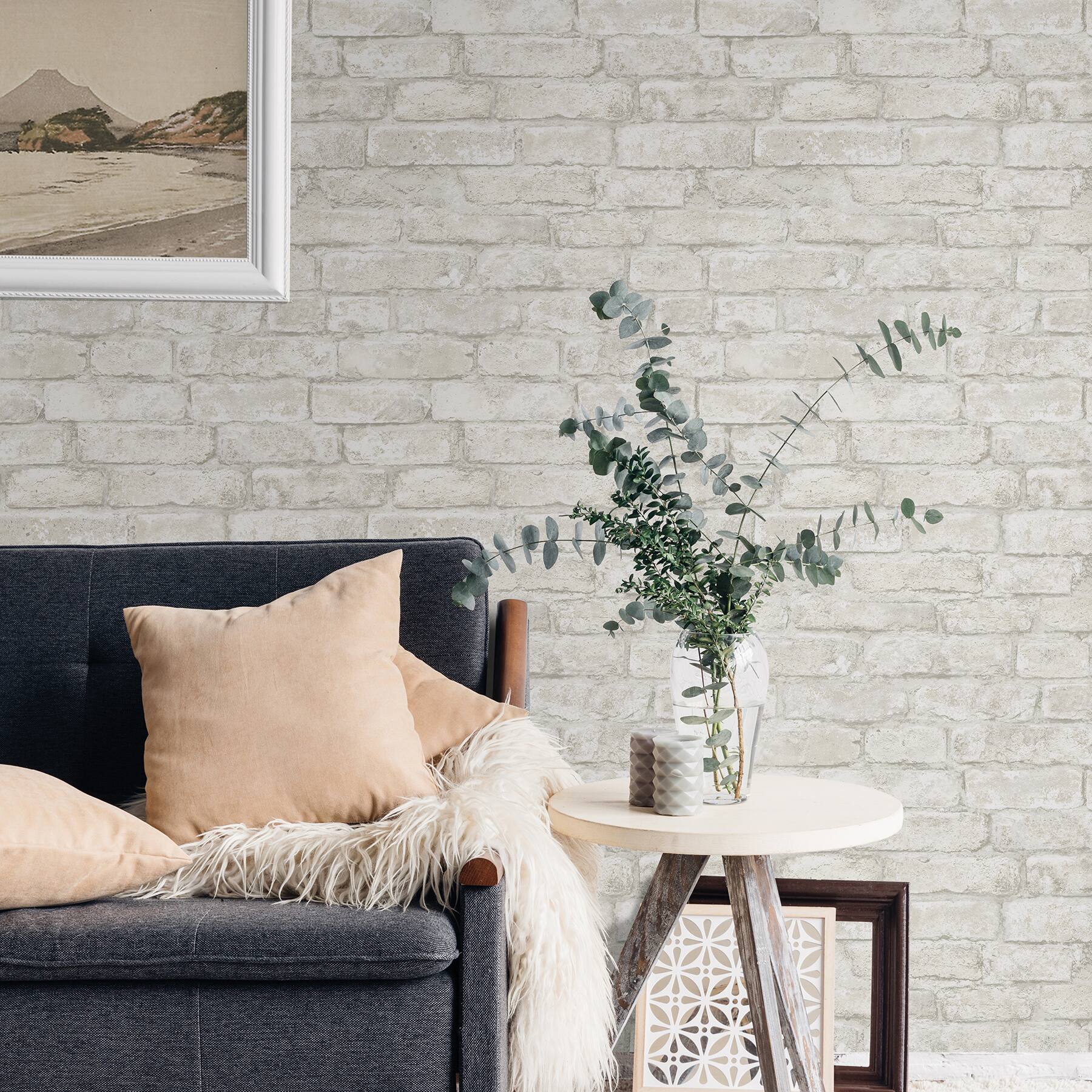 InHome White Denver Brick Peel &#x26; Stick Wallpaper