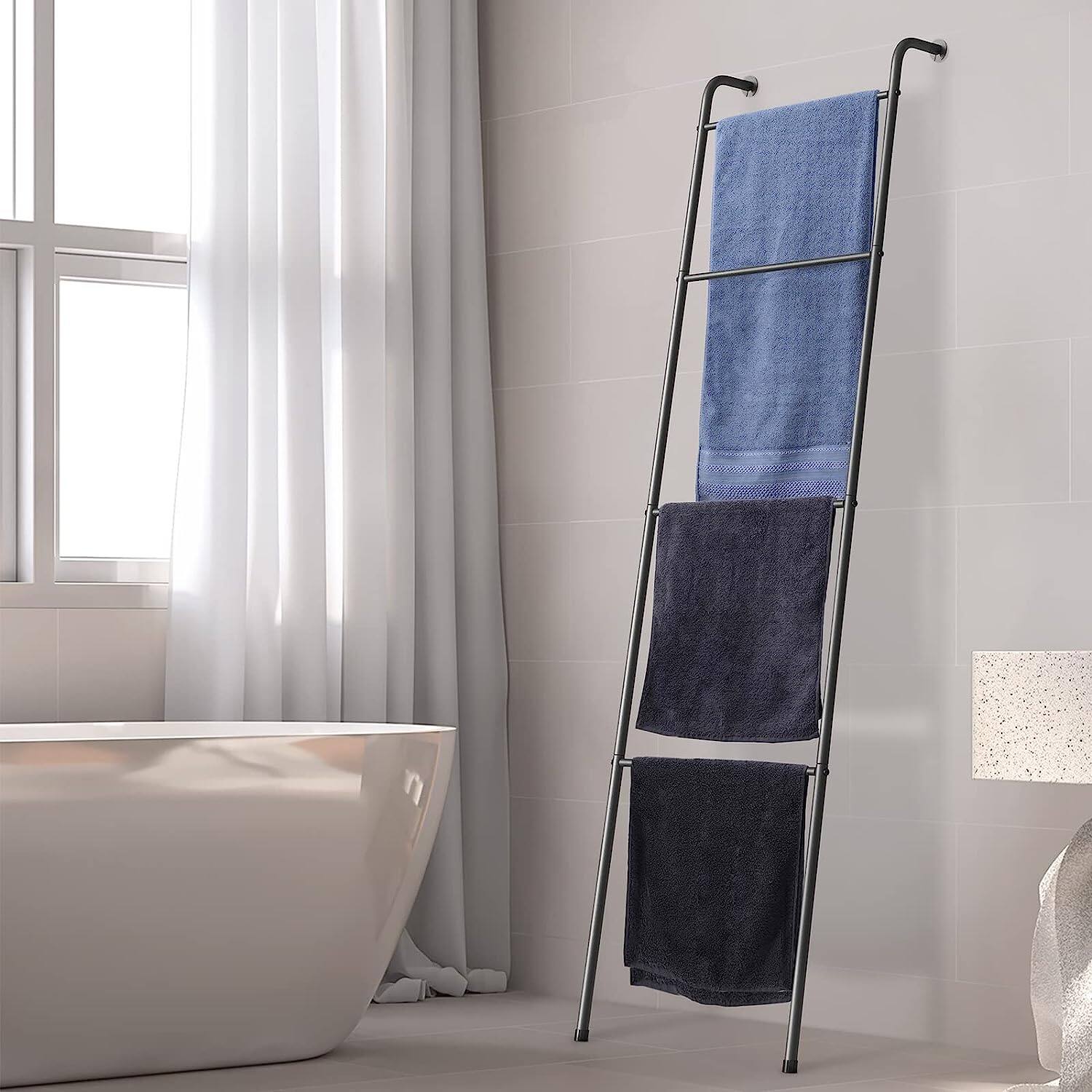 NEX&#x2122; Black Metal Blanket Ladder Holder Set