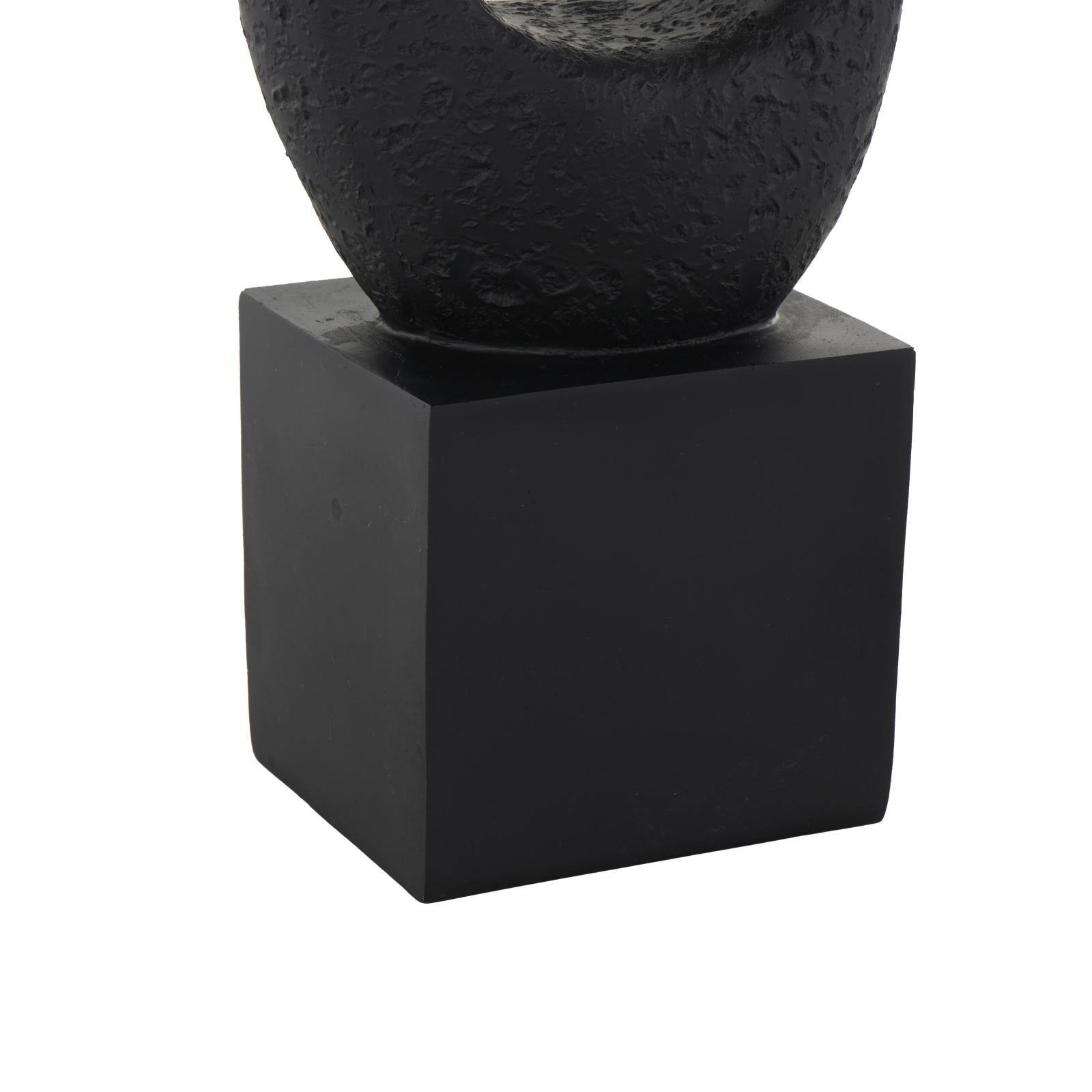 20" Black Polystone Abstract Intertwined Loop Sculpture with Block Base