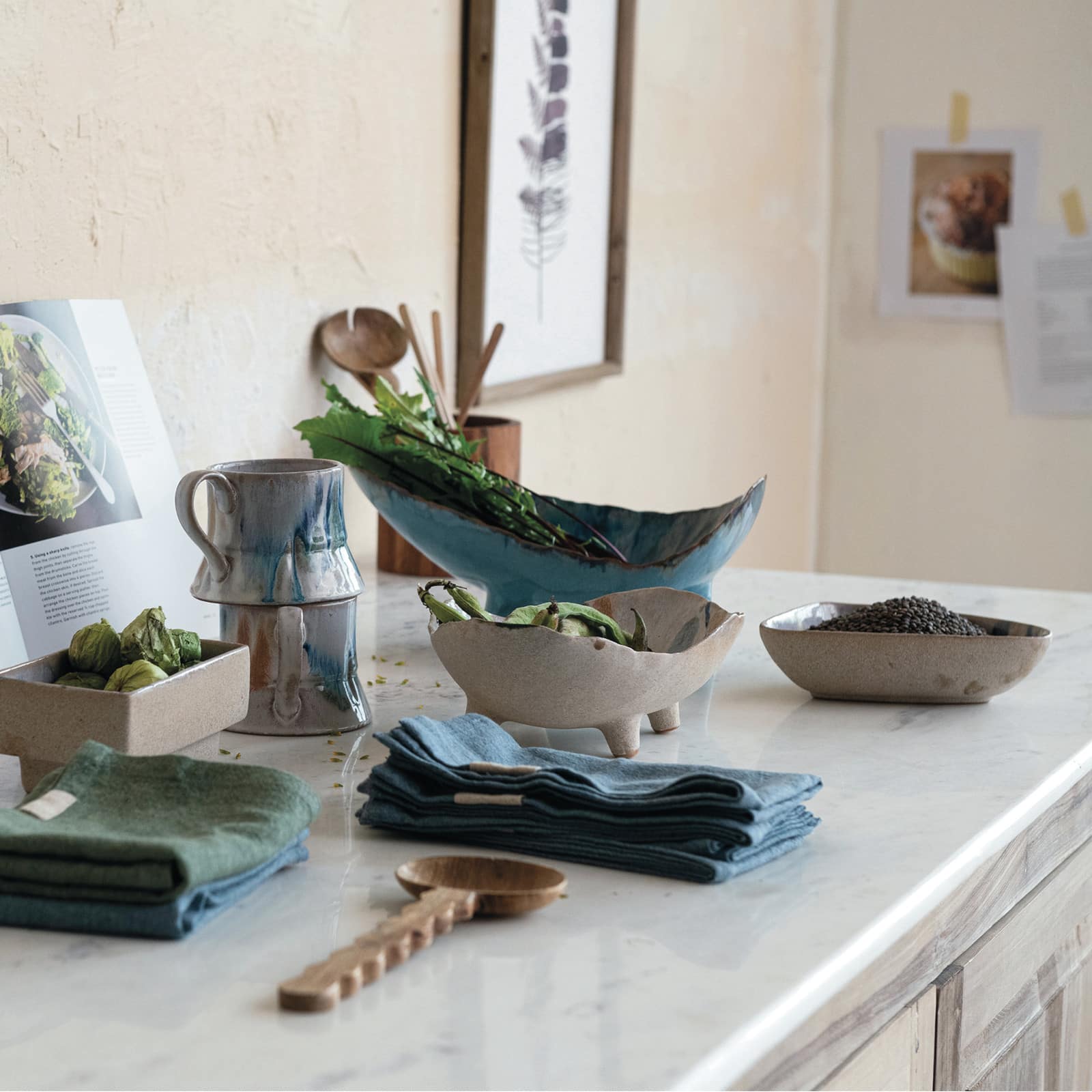 Hello Honey® 11.5" Multicolor Organic Spectrum Stoneware Footed Bowl