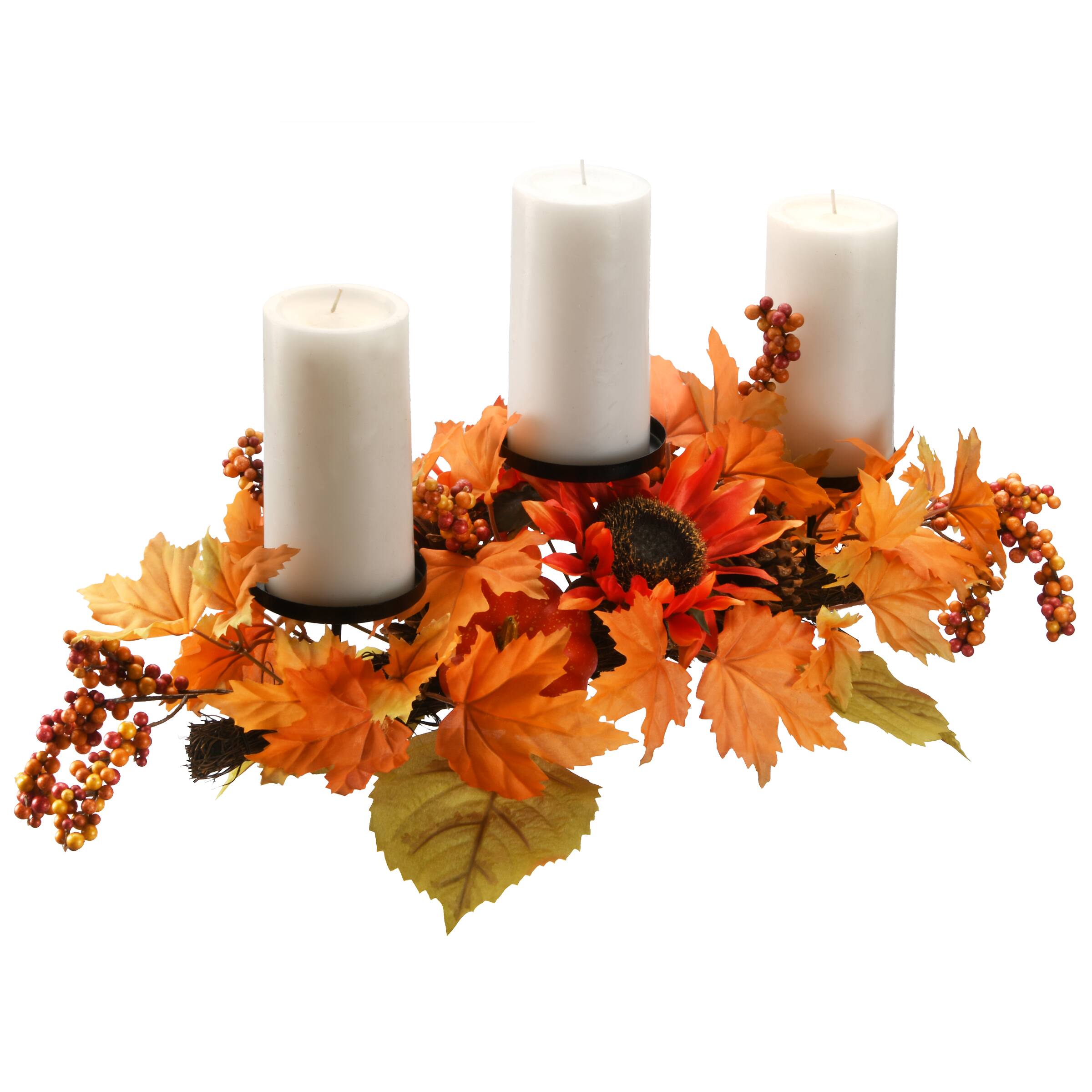 24" Orange Harvest Maple Leaf Candleholder