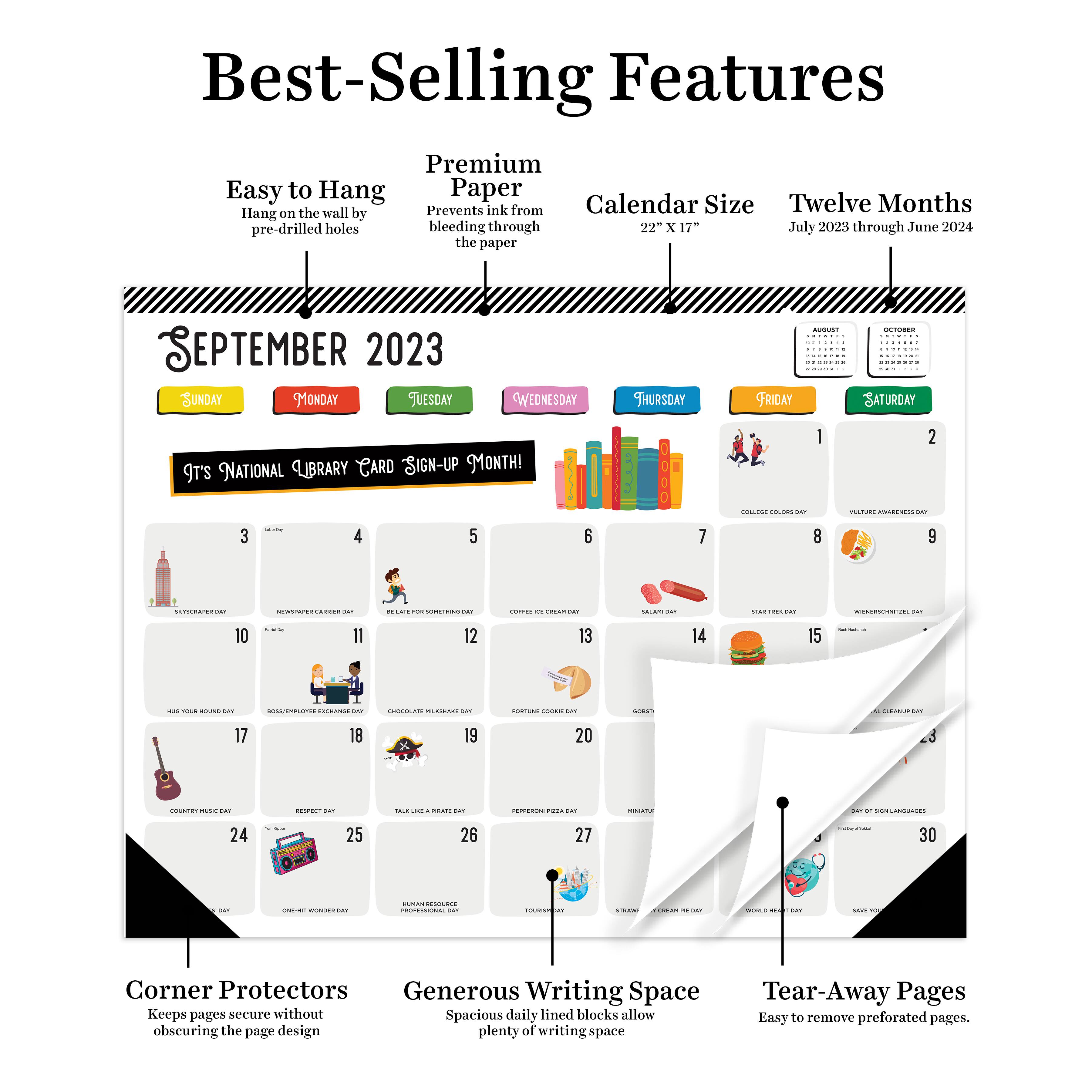 TF Publishing 2023 2024 Every Day's A Holiday Large Desk Pad Monthly