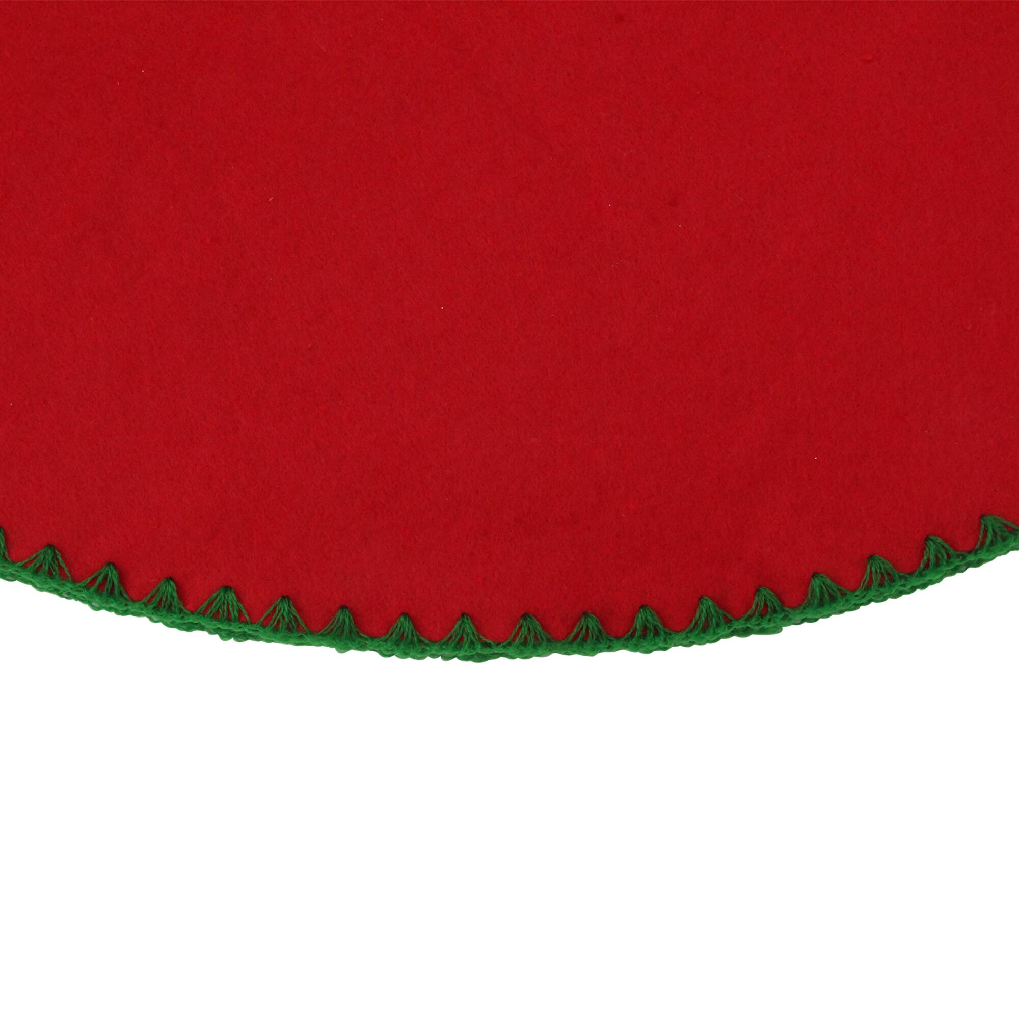 26&#x22; Christmas Traditions Cardinal Red with Green Stitching Mini Tree Skirt