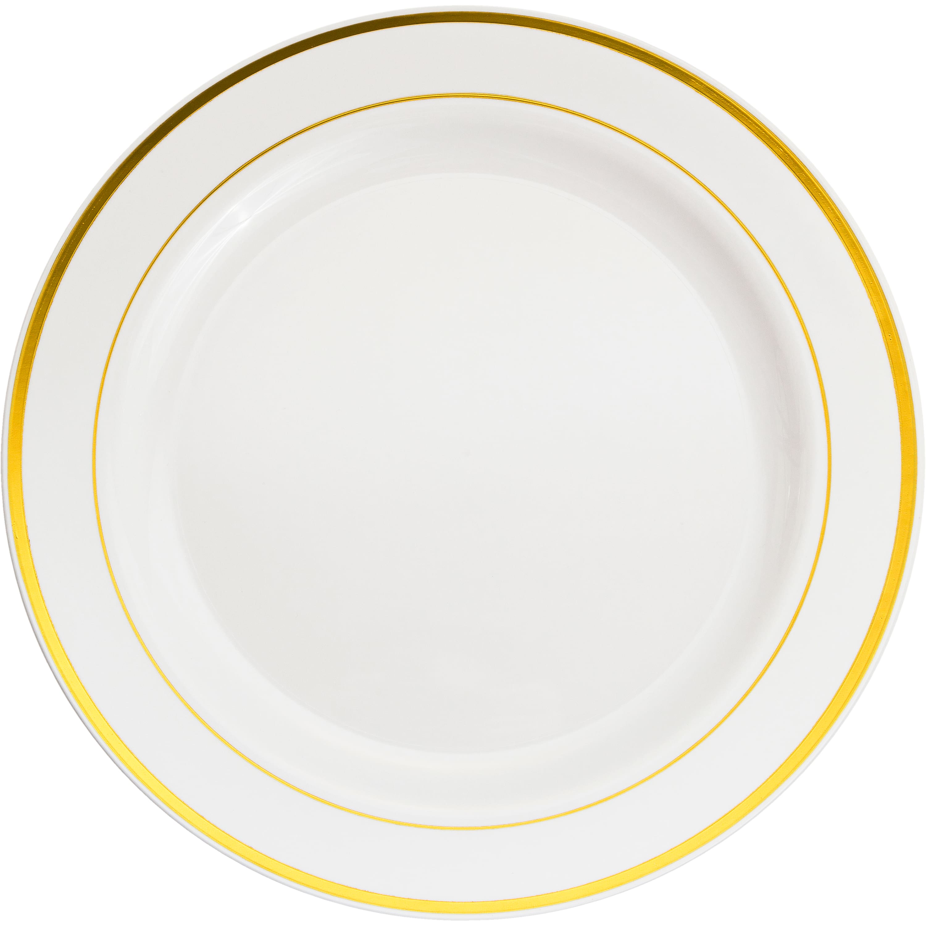 12 Packs: 10 ct. (120 total) 10.3&#x22; Round Banquet Plates with Gold Trim by Celebrate It&#x2122;