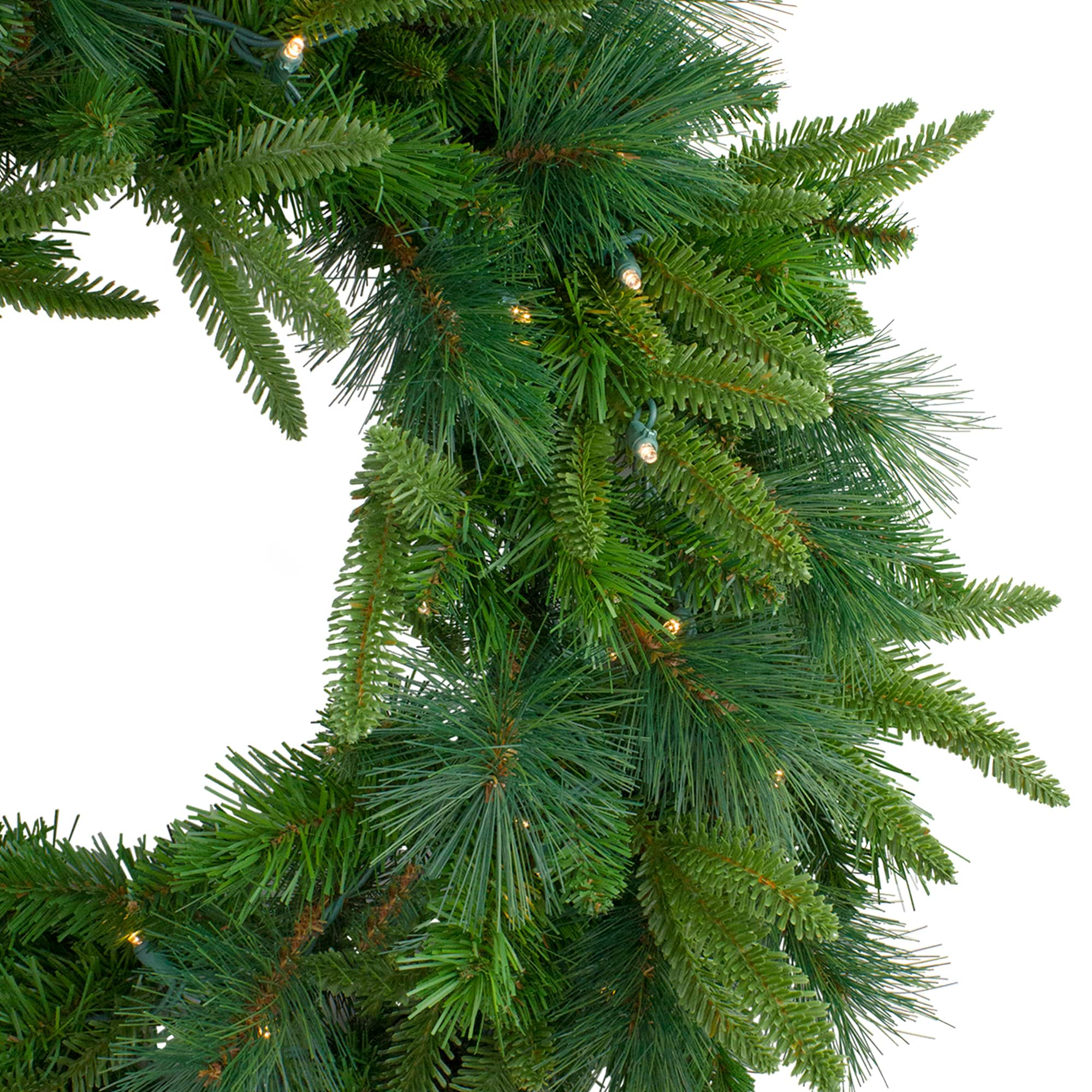 2.5ft. Pre-Lit Mixed Rosemary Emerald Angel Pine Artificial Christmas Wreath