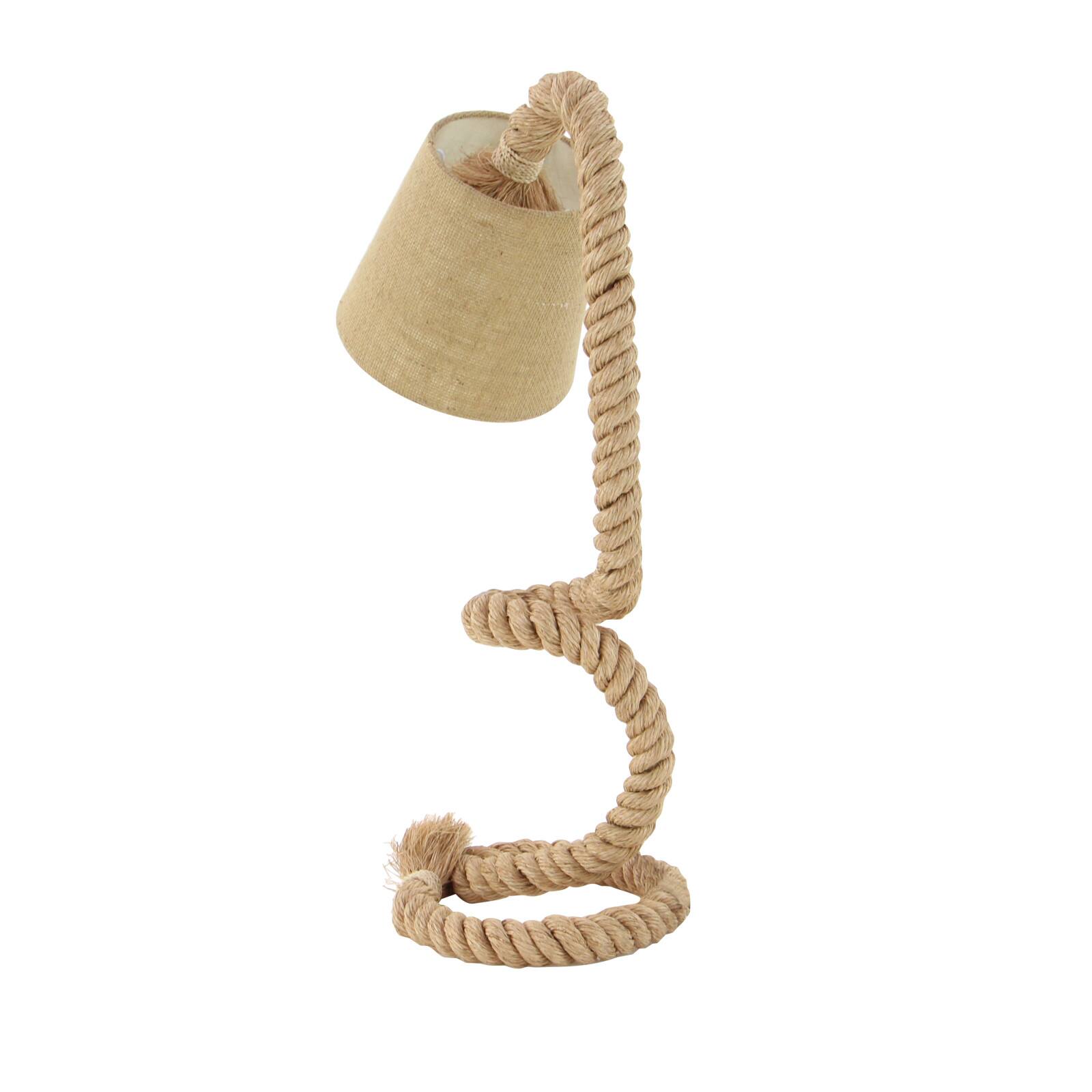 Brown Rope and Iron Rustic Desk Lamp, 32&#x22; x 11&#x22; x 14&#x22;