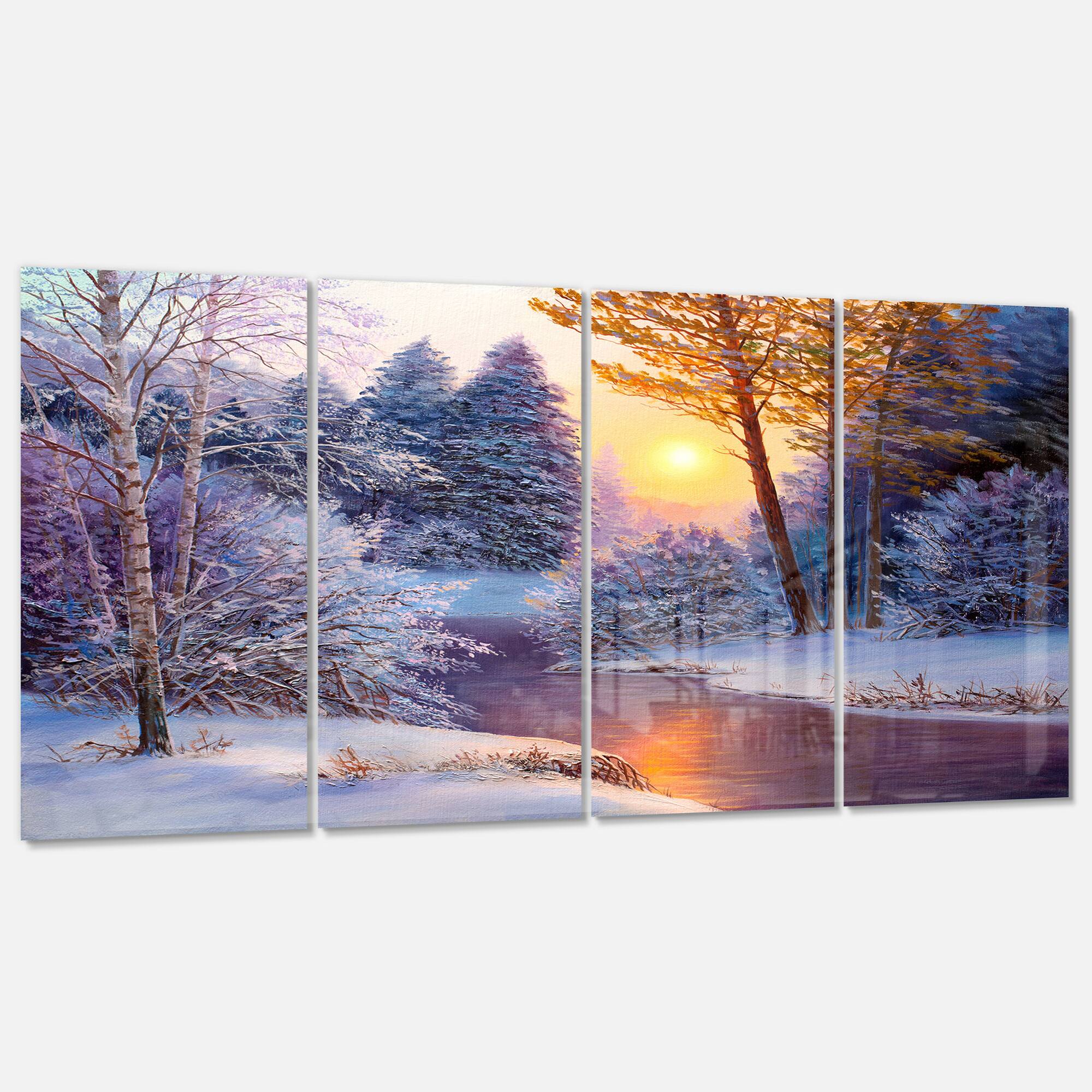 Designart - Winter Forest in River