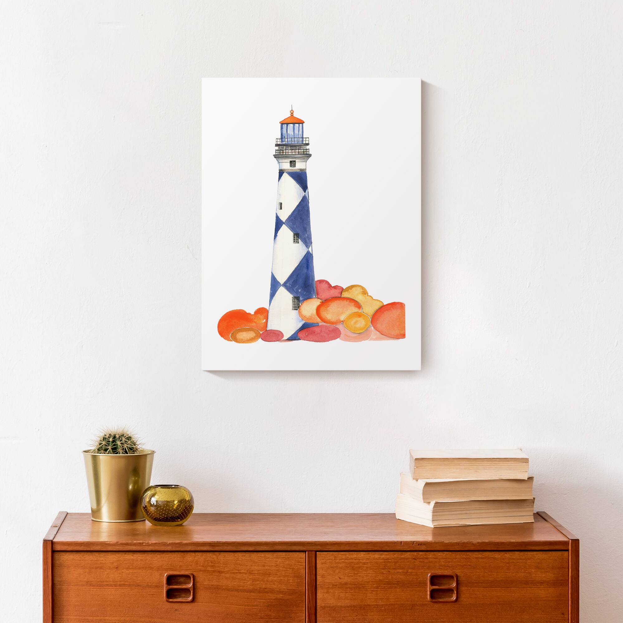 Checkered Lighthouse 12" x 16" Canvas Wall Art