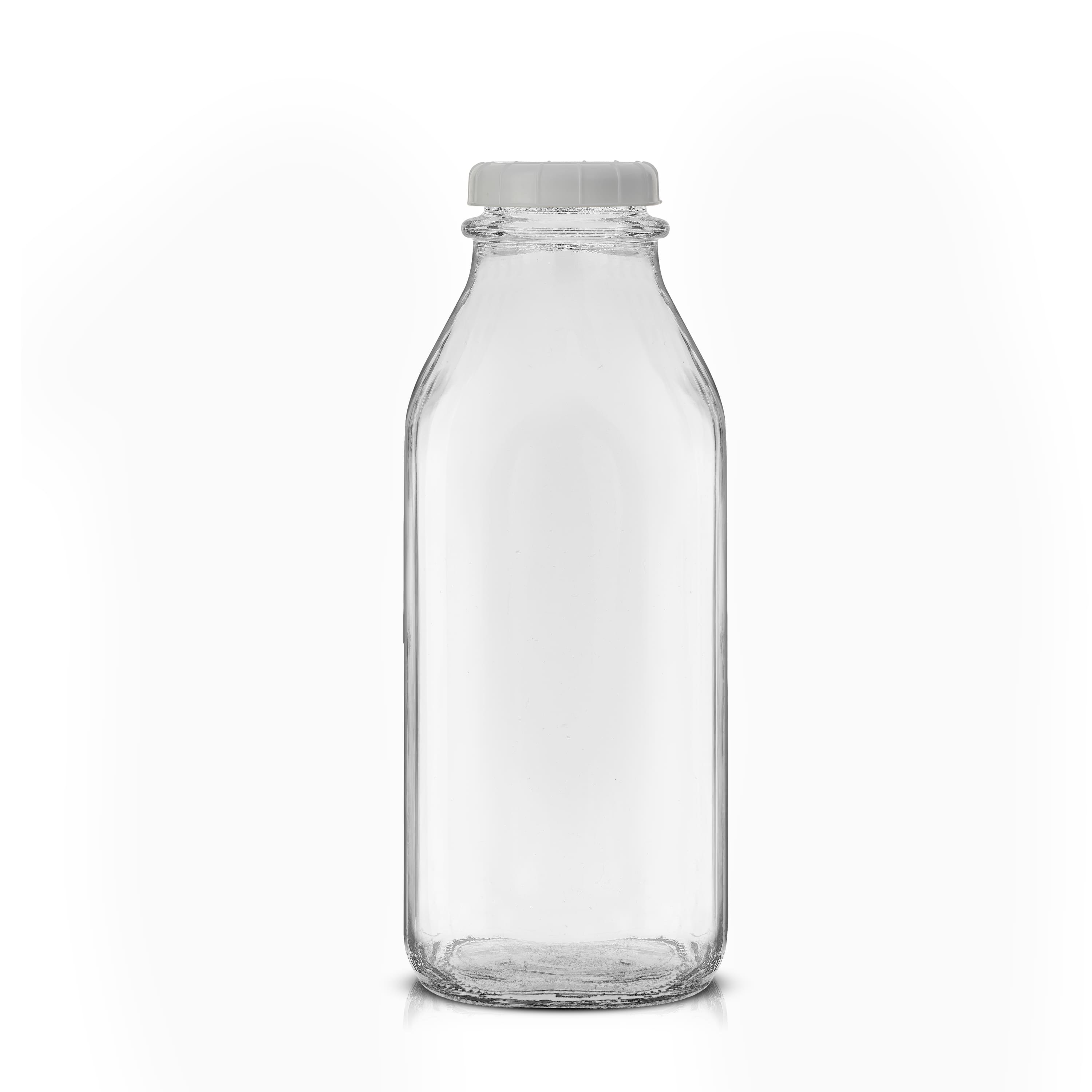 JoyJolt&#xAE; Reusable Glass Milk Bottle Set with Lid &#x26; Pourer