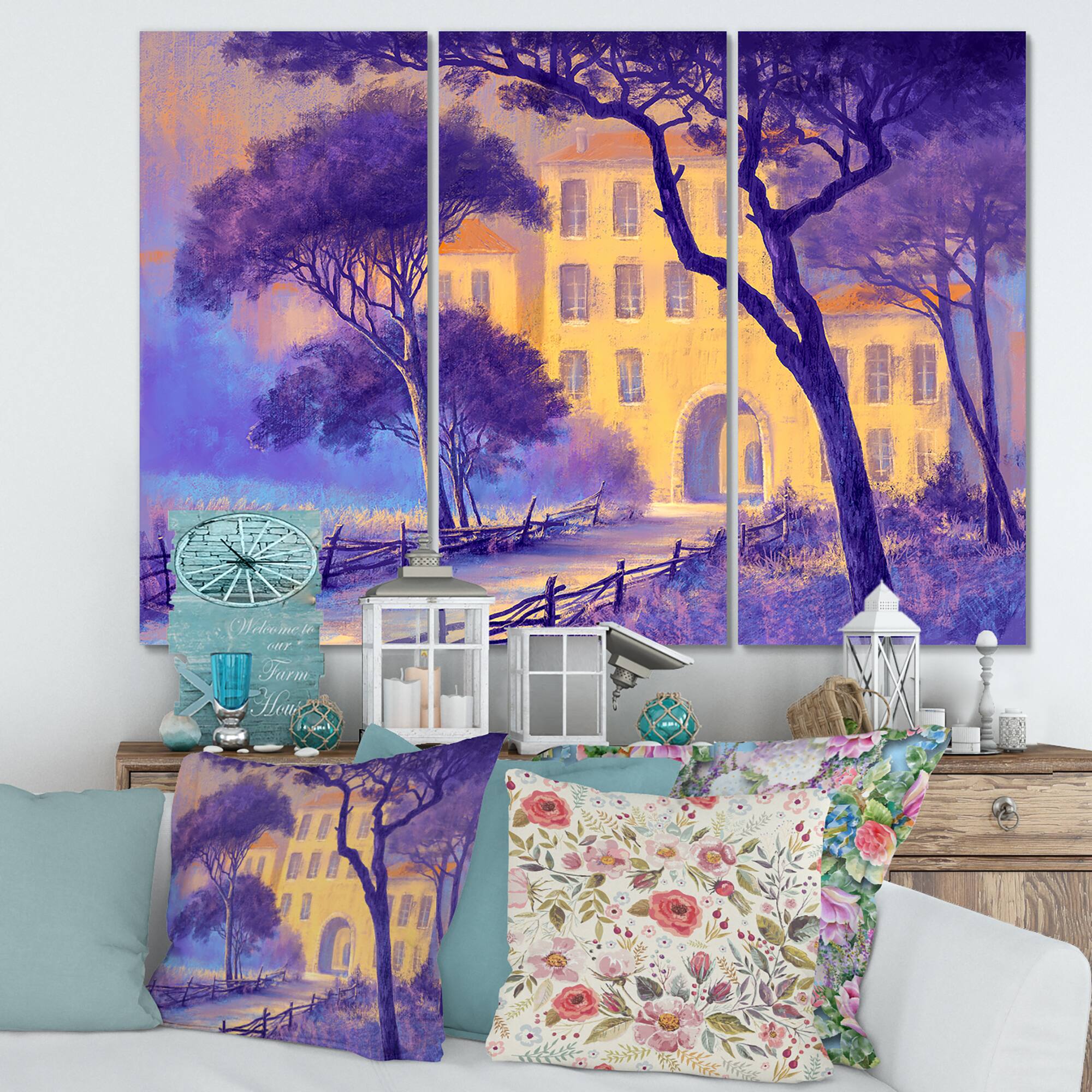 Designart - Street Landscape On Footpath & Trees In A City