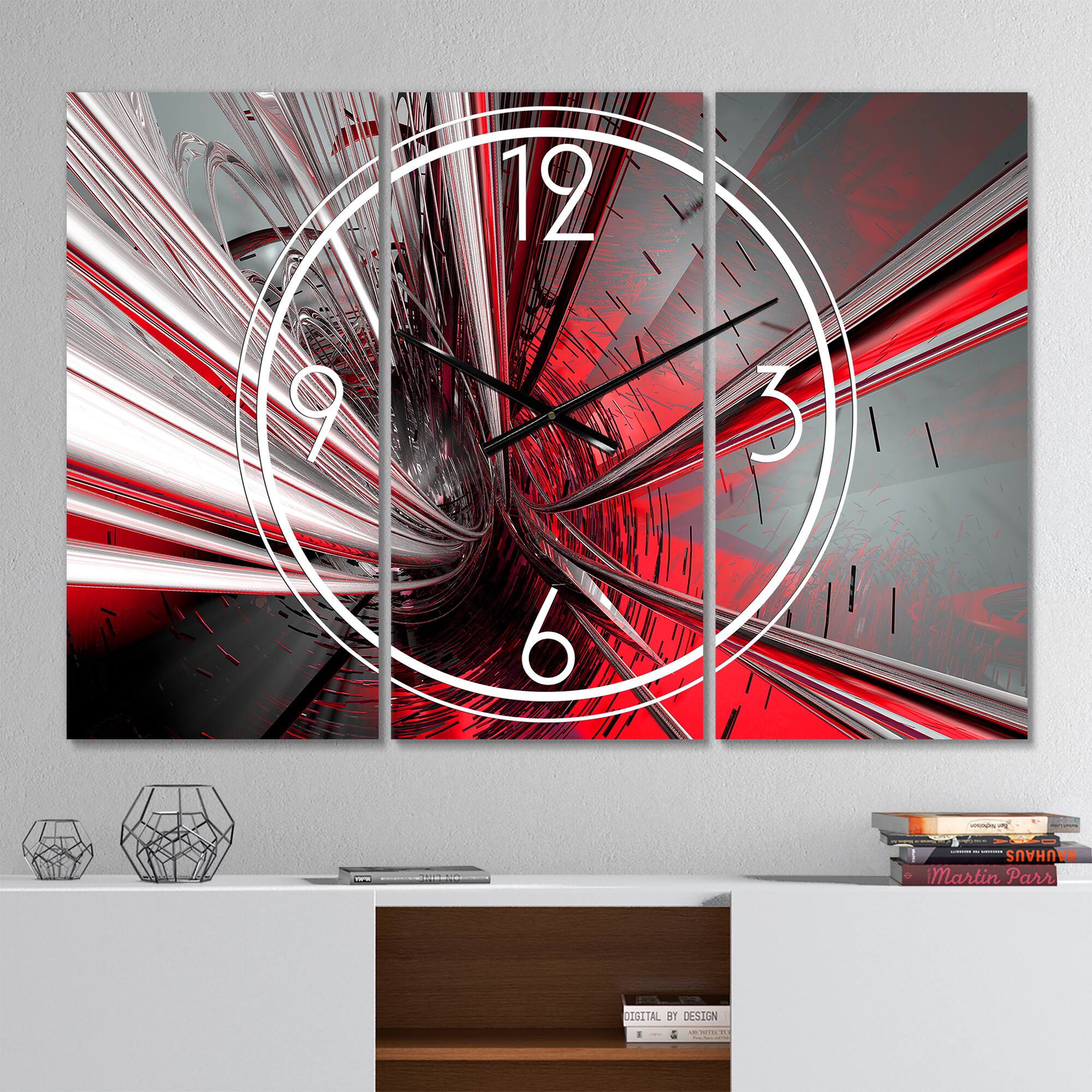 Designart Fractal 3D Deep Into Middle Multipanel Wall Clock