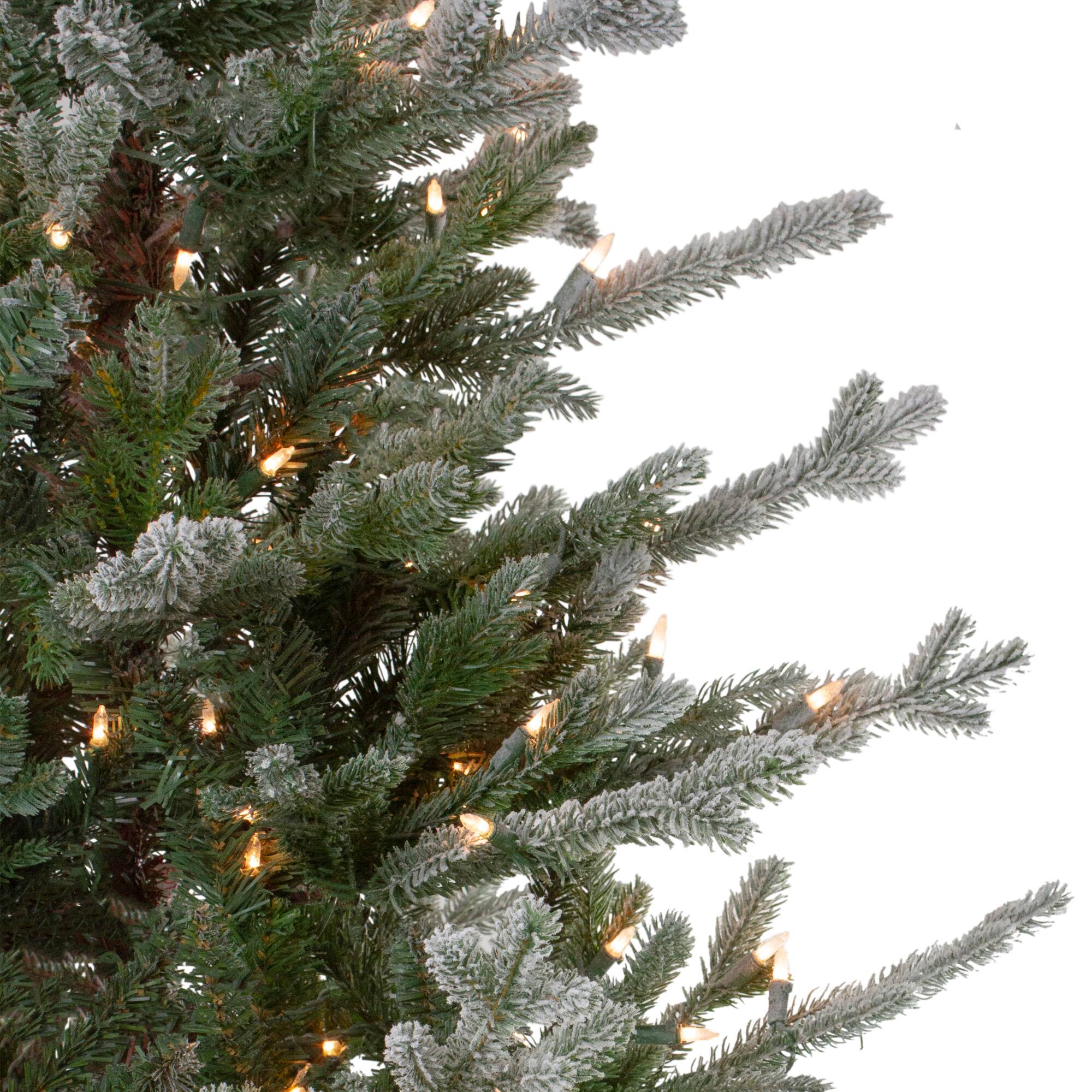 6.5ft. Pre-Lit Real Touch™️ Flocked Little River Fir Artificial Christmas Tree, Clear Lights