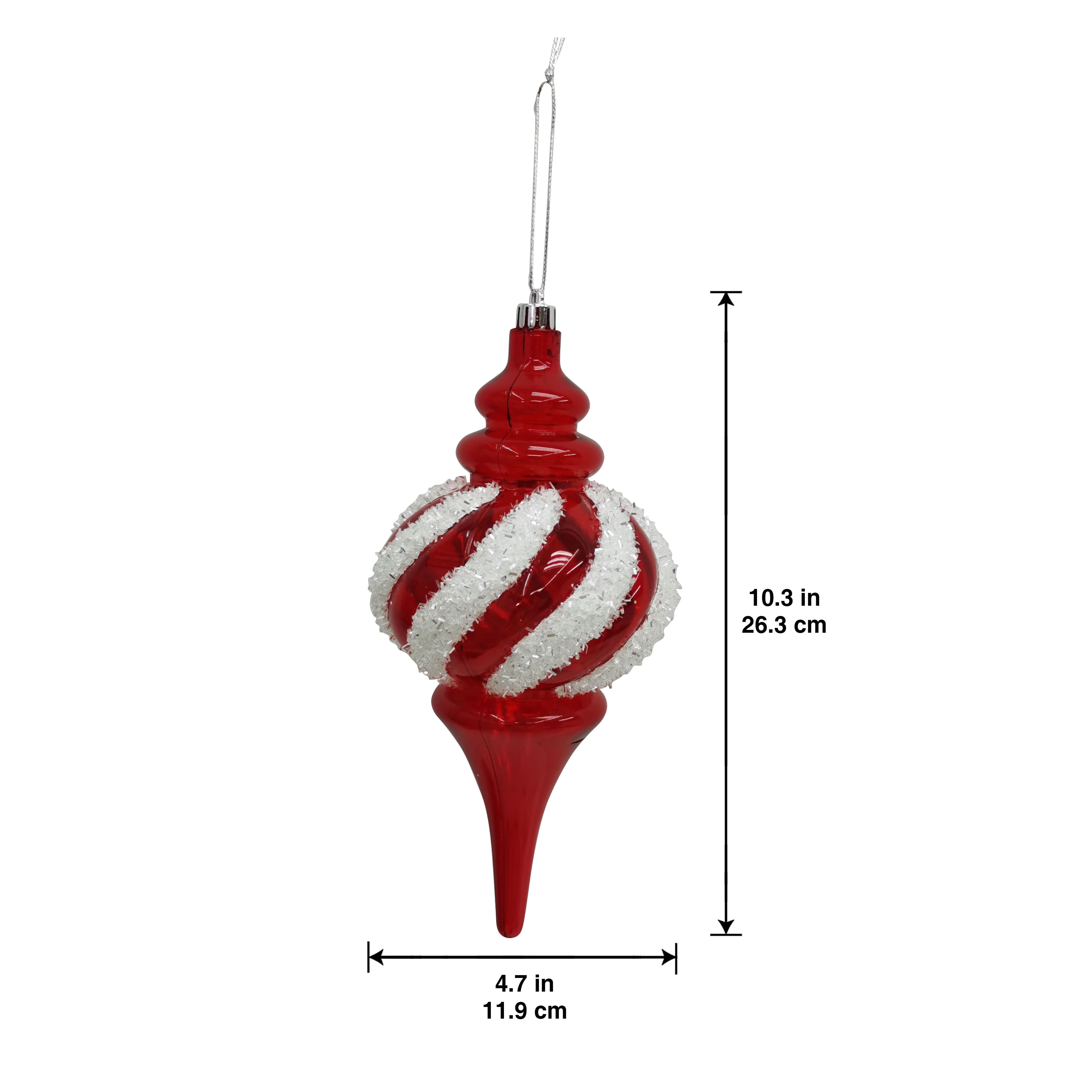 10.25&#x22; Red &#x26; White Tinsel Twist Jumbo Finial Ornament by Ashland&#xAE;