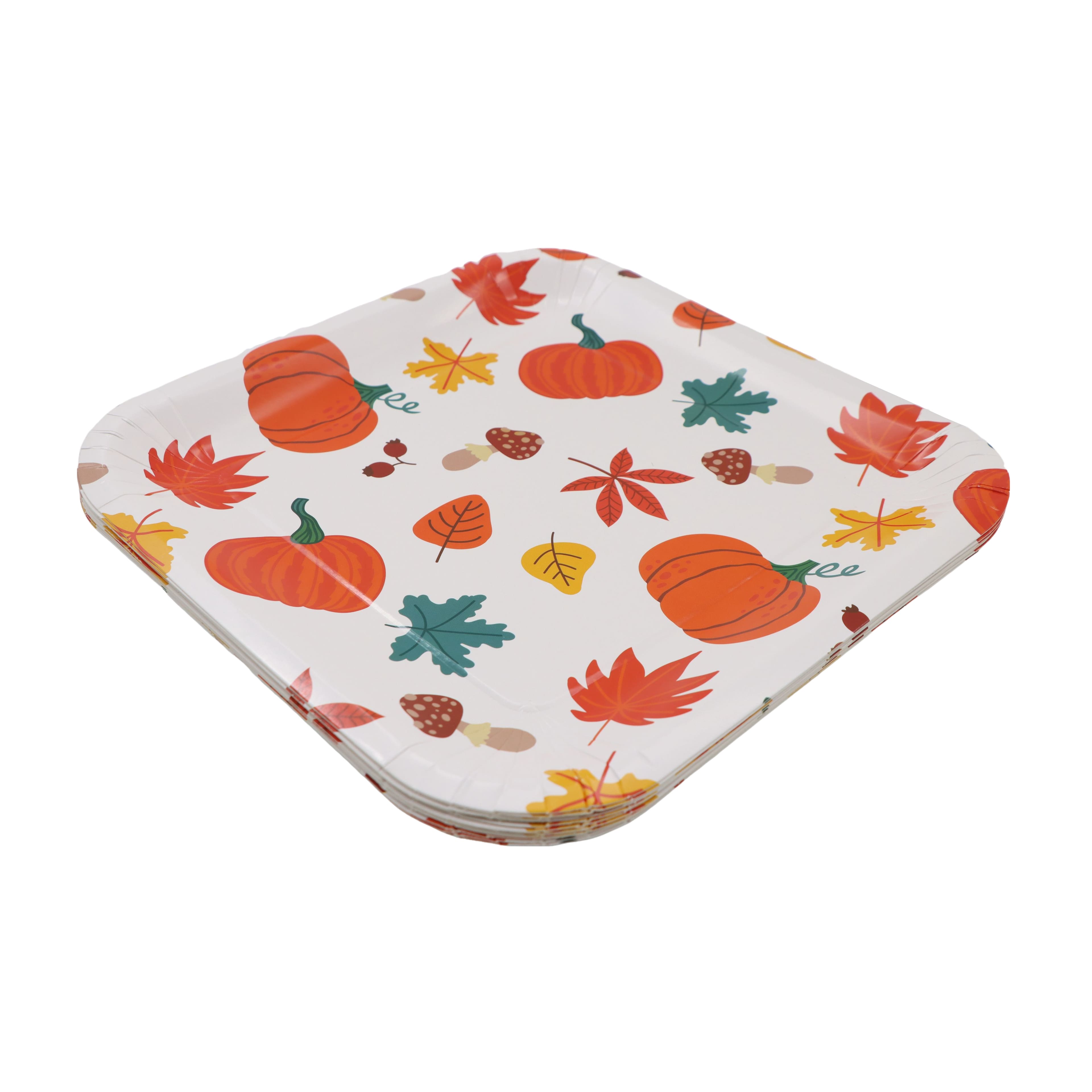 9&#x22; Thanksgiving Harvest Square Paper Plates, 12ct. by Celebrate It&#x2122;