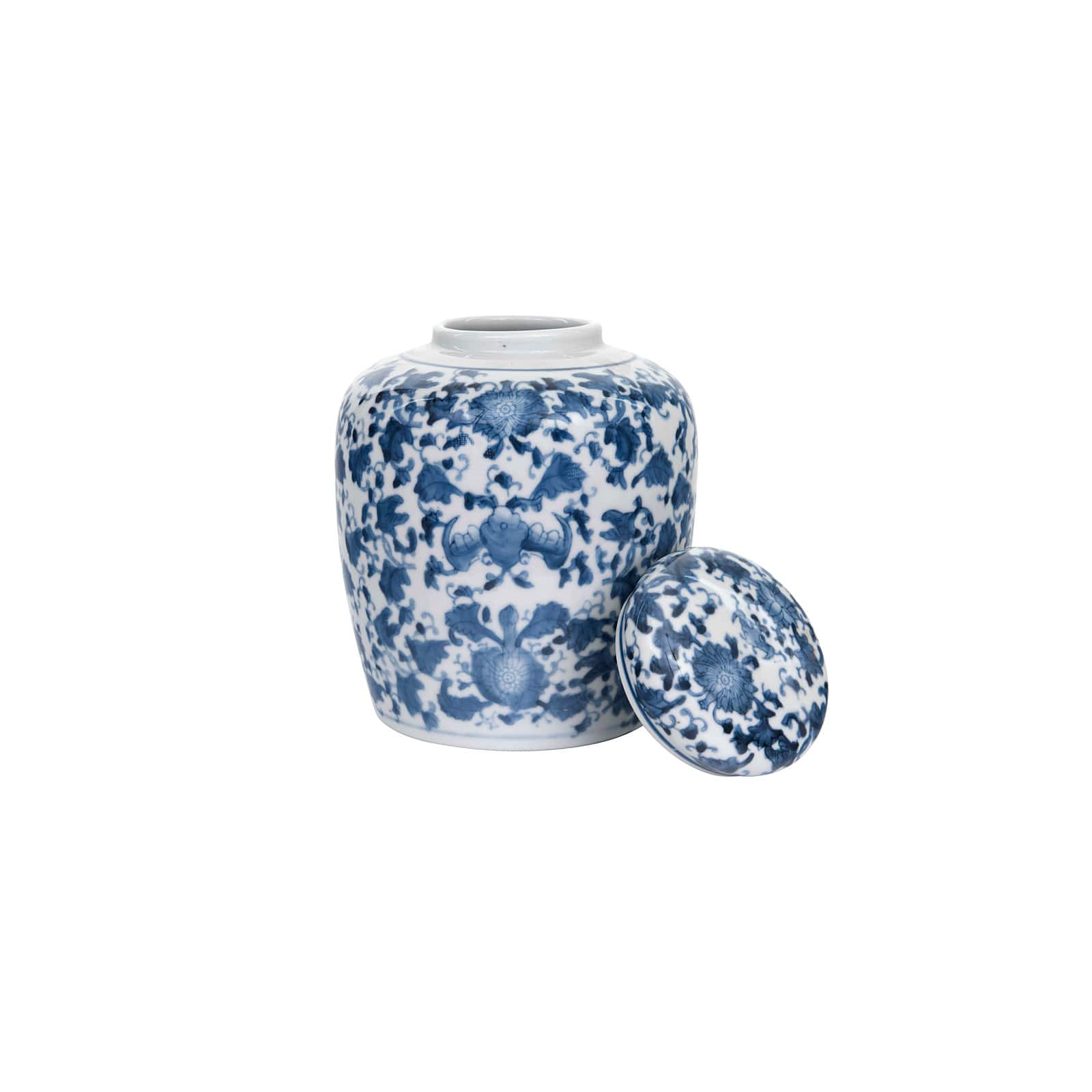 8&#x27;&#x27; Blue &#x26; White Ceramic Ginger Jar with Lid