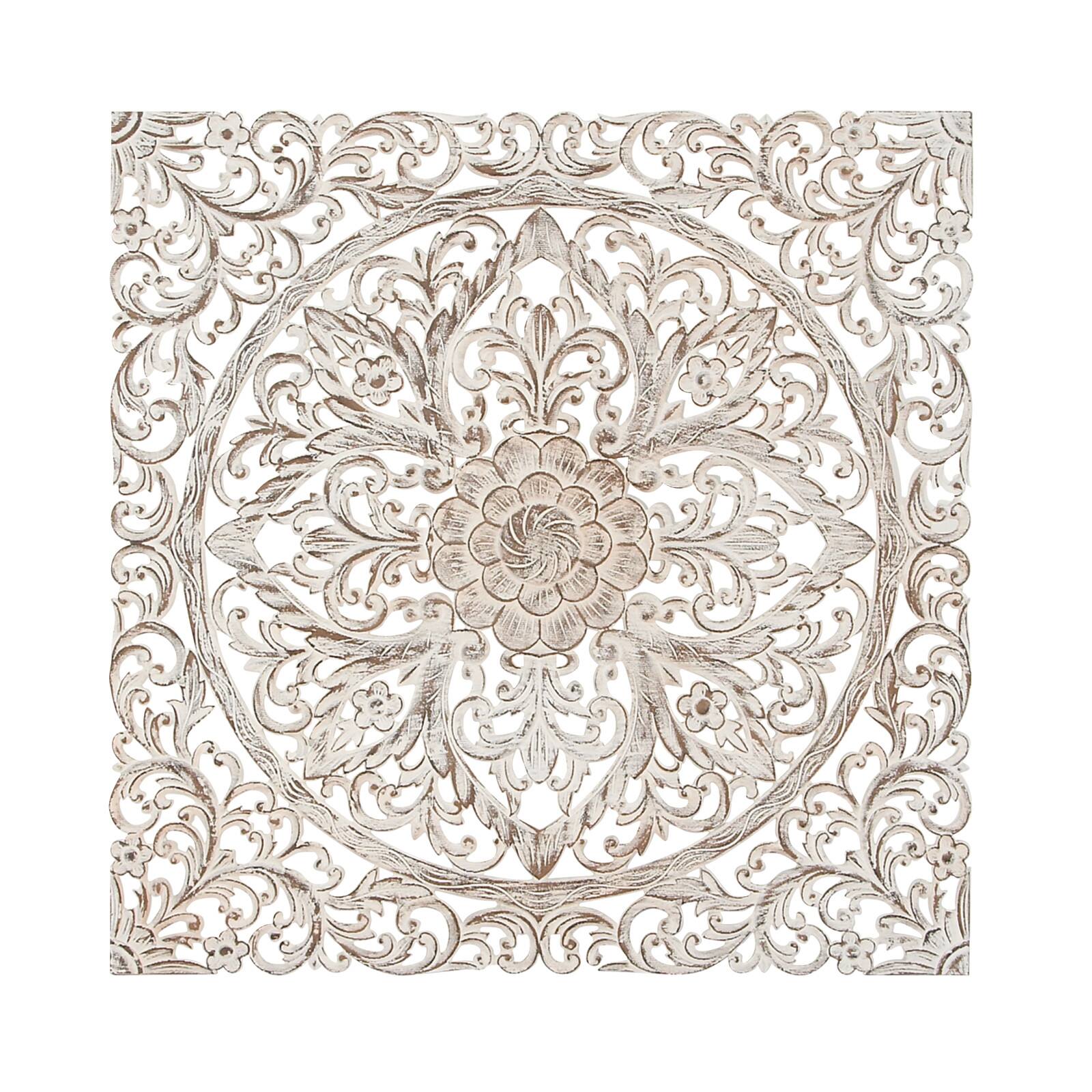 36&#x22; Brown Traditional Floral Wood Wall Decor