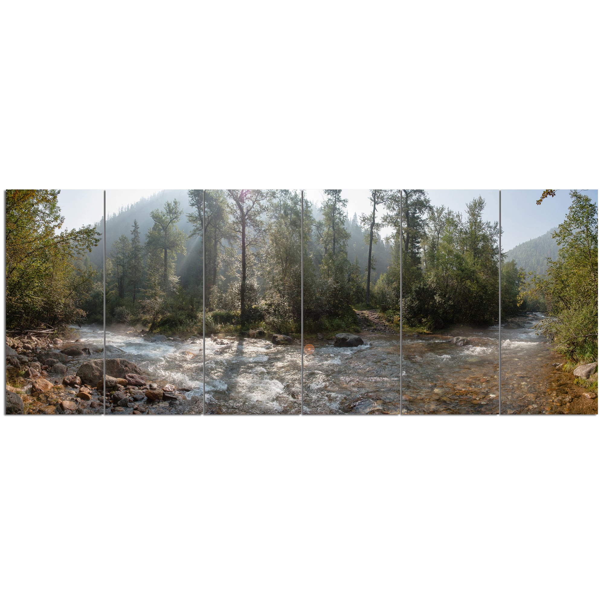 Designart - Mountain River Panorama - Landscape Canvas Art Print