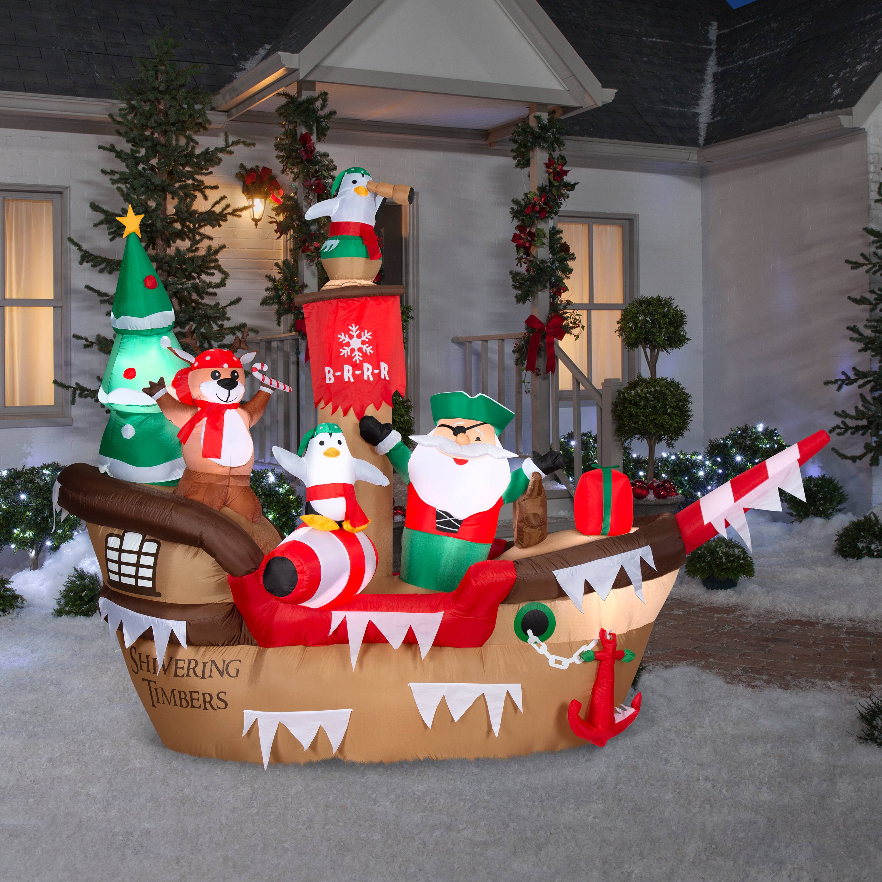 10ft. Airblown® Inflatable Giant Christmas Pirate Ship