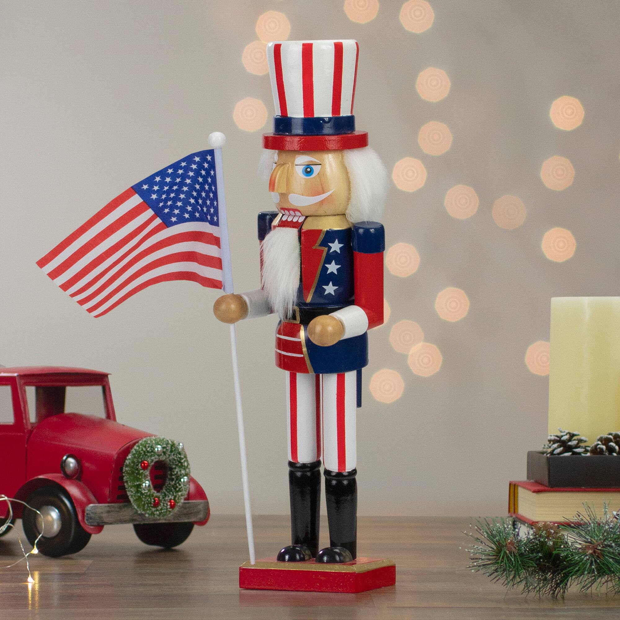 15&#x22; Patriotic Uncle Sam Nutcracker Accent