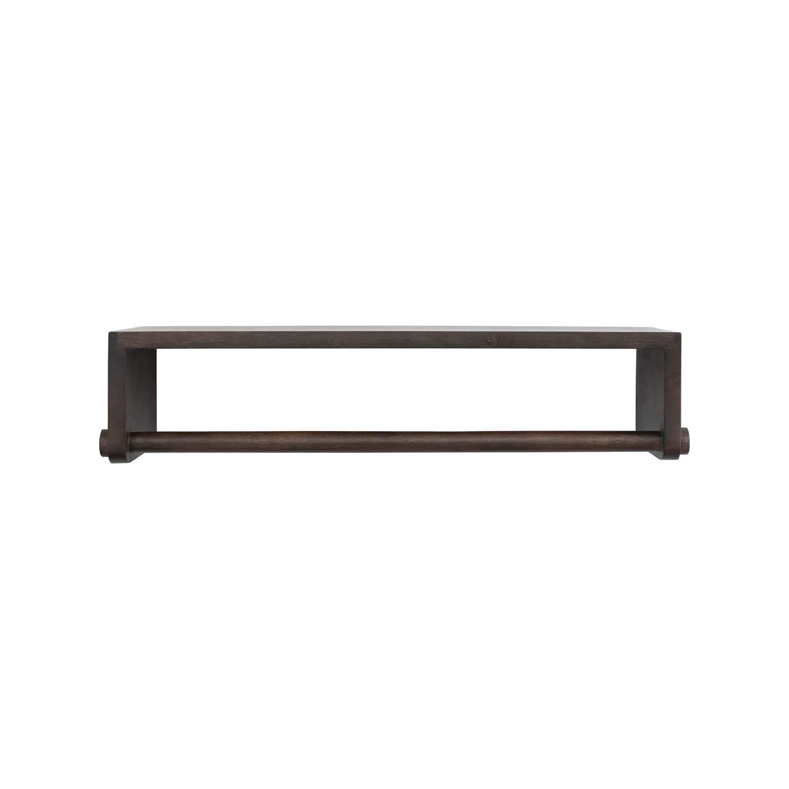 Hello Honey® 22" Espresso Finish Mango Wood Wall Shelf with Rod