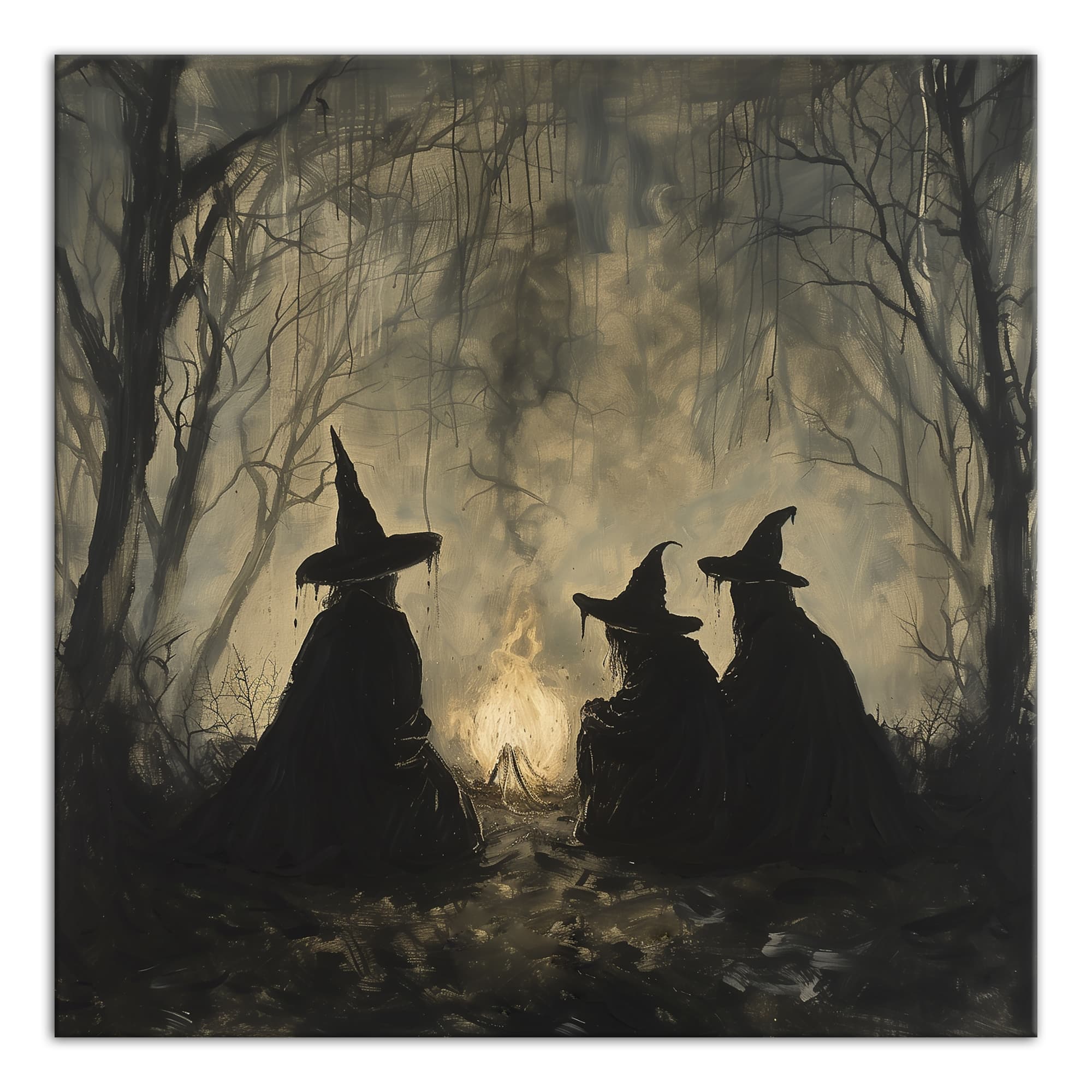 Spooky Witches Circle 16&#x22; x 16&#x22; Canvas Wall Art
