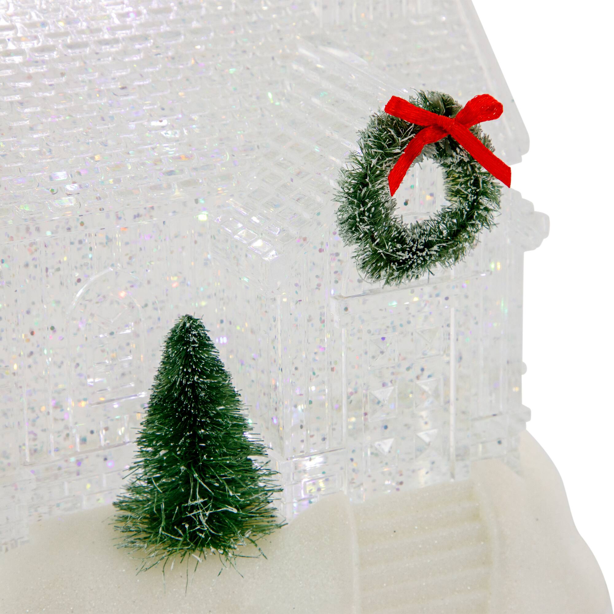 9" LED Icy Crystal Glitter Snow Globe Christmas House