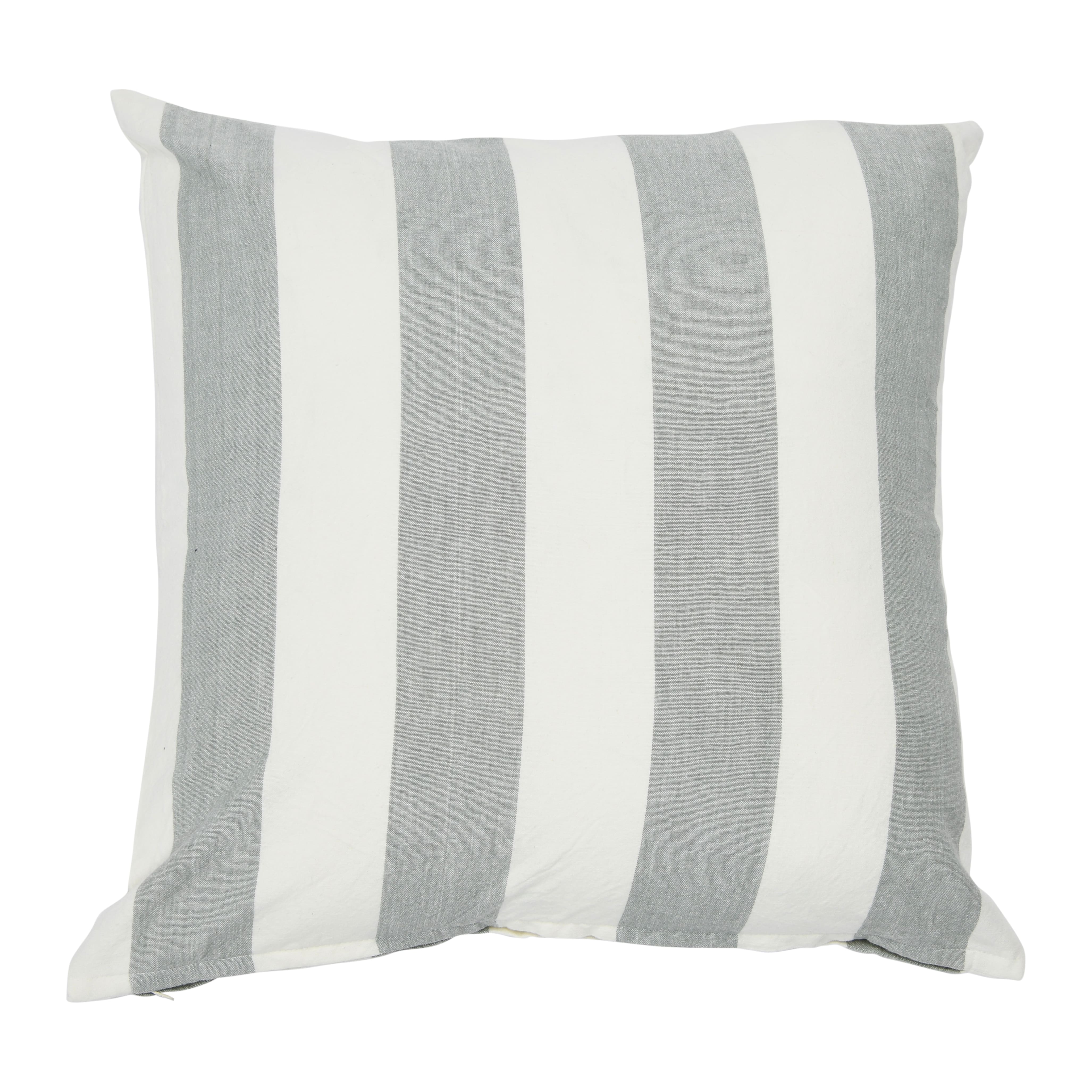 Hello Honey® 20'' Square Gray Striped Cotton Pillow Cover