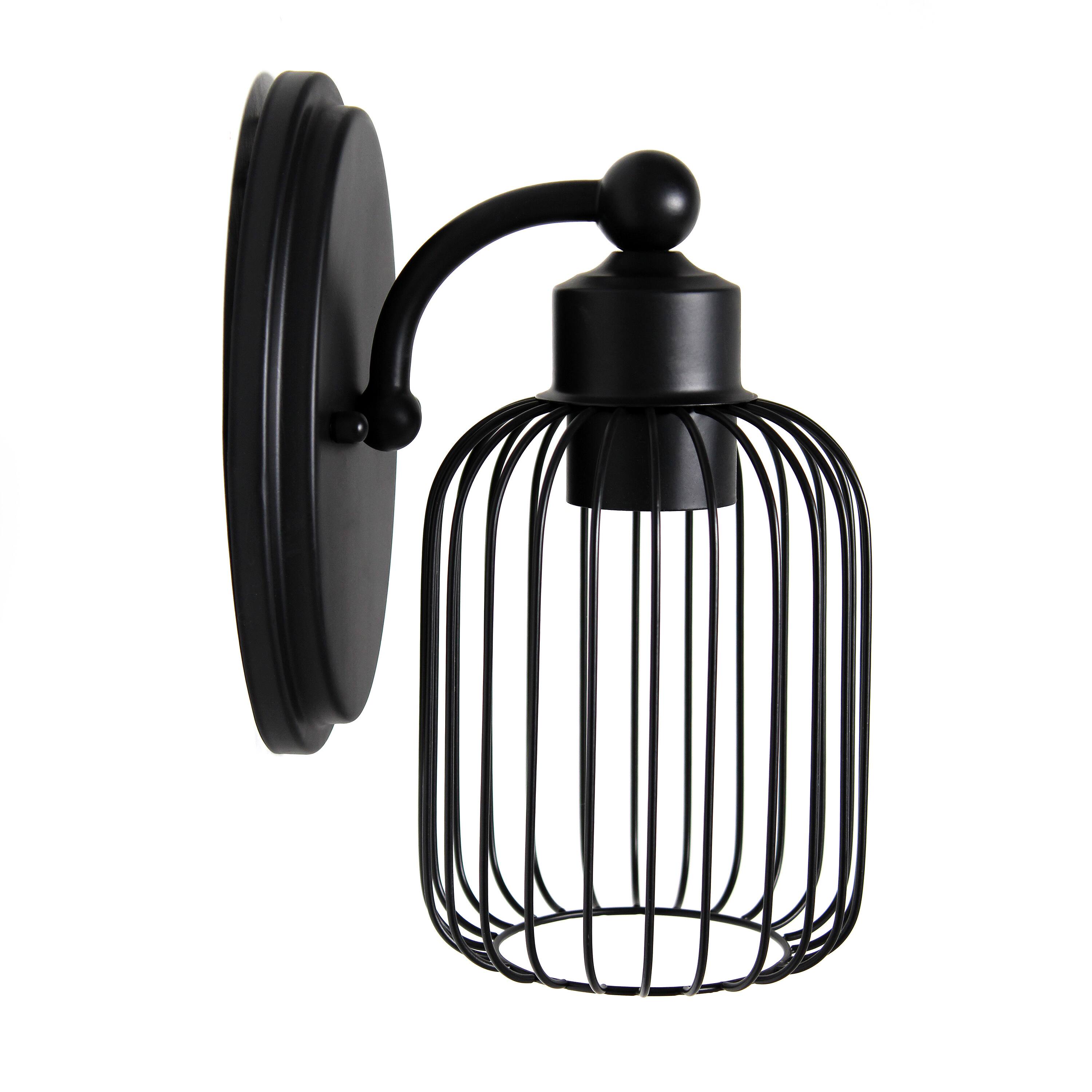 Lalia Home Ironhouse 10.5&#x22; Black Cage Wall Sconce