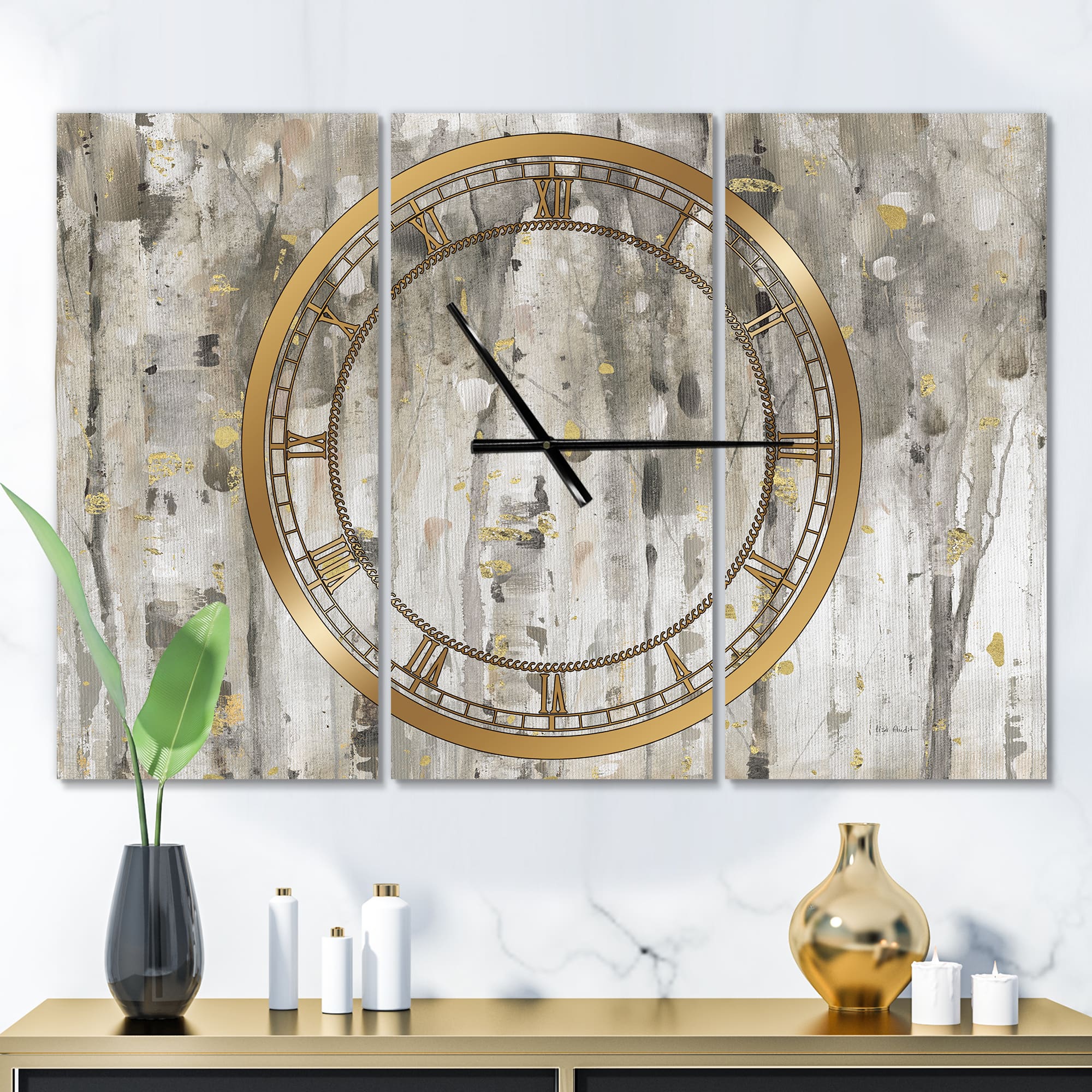 Designart The Modern Gray Forest III Multipanel Wall Clock