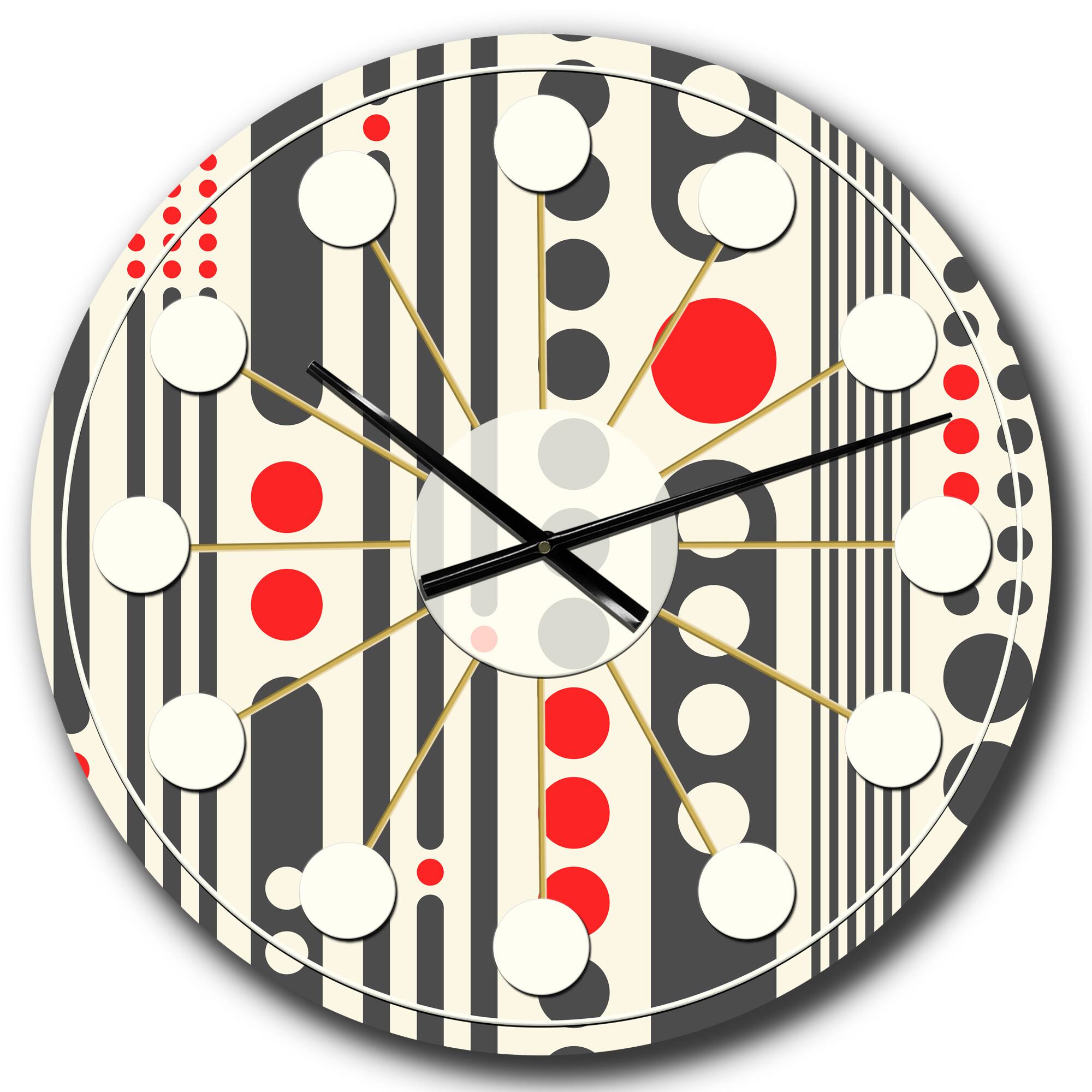 Designart 'Retro Geometrical Abstract Minimal Pattern Ii Mid-Century Modern Wall Clock