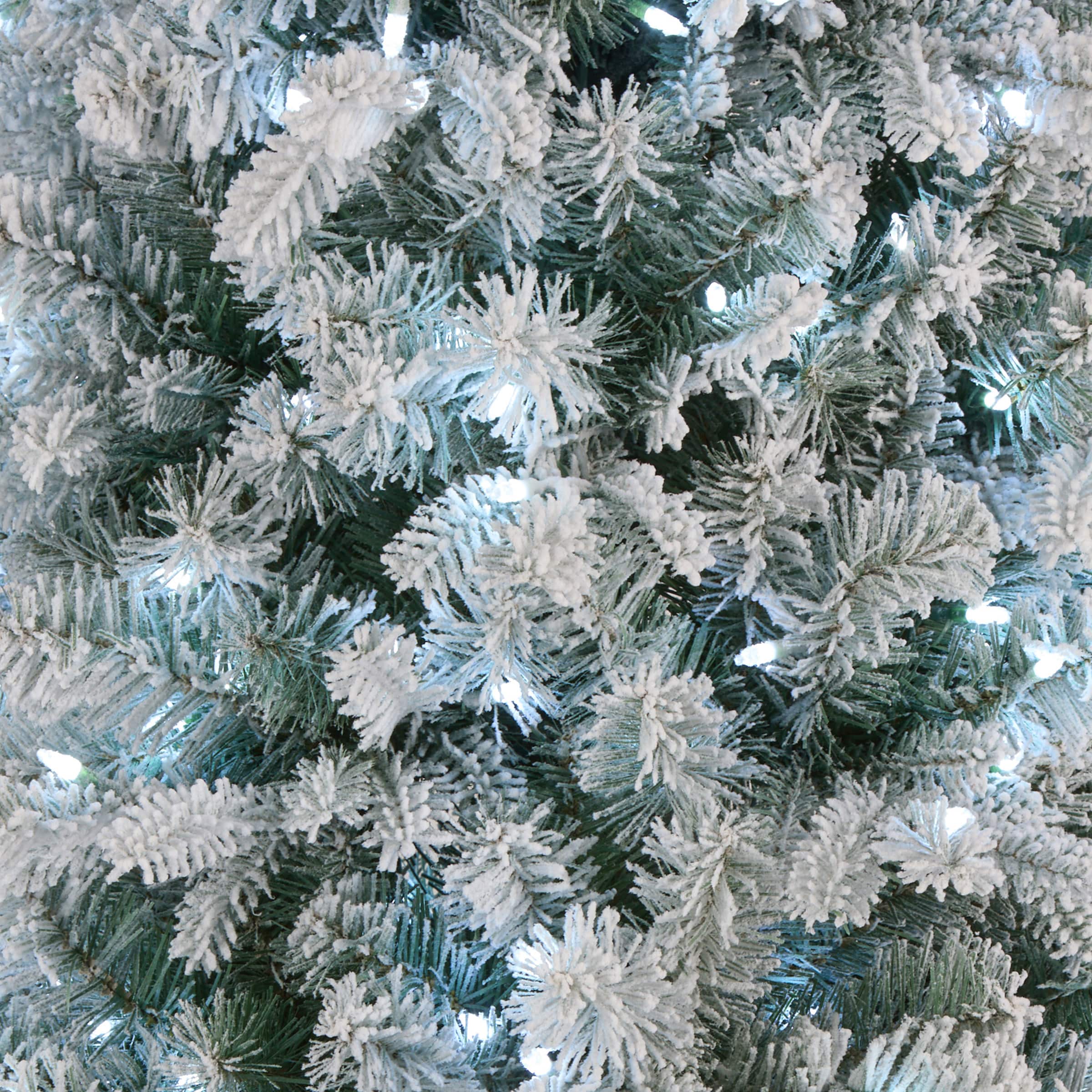 7.5ft. Pre-Lit Snowy Comet Slim Blue Artificial Christmas Tree, Cool White LED Lights