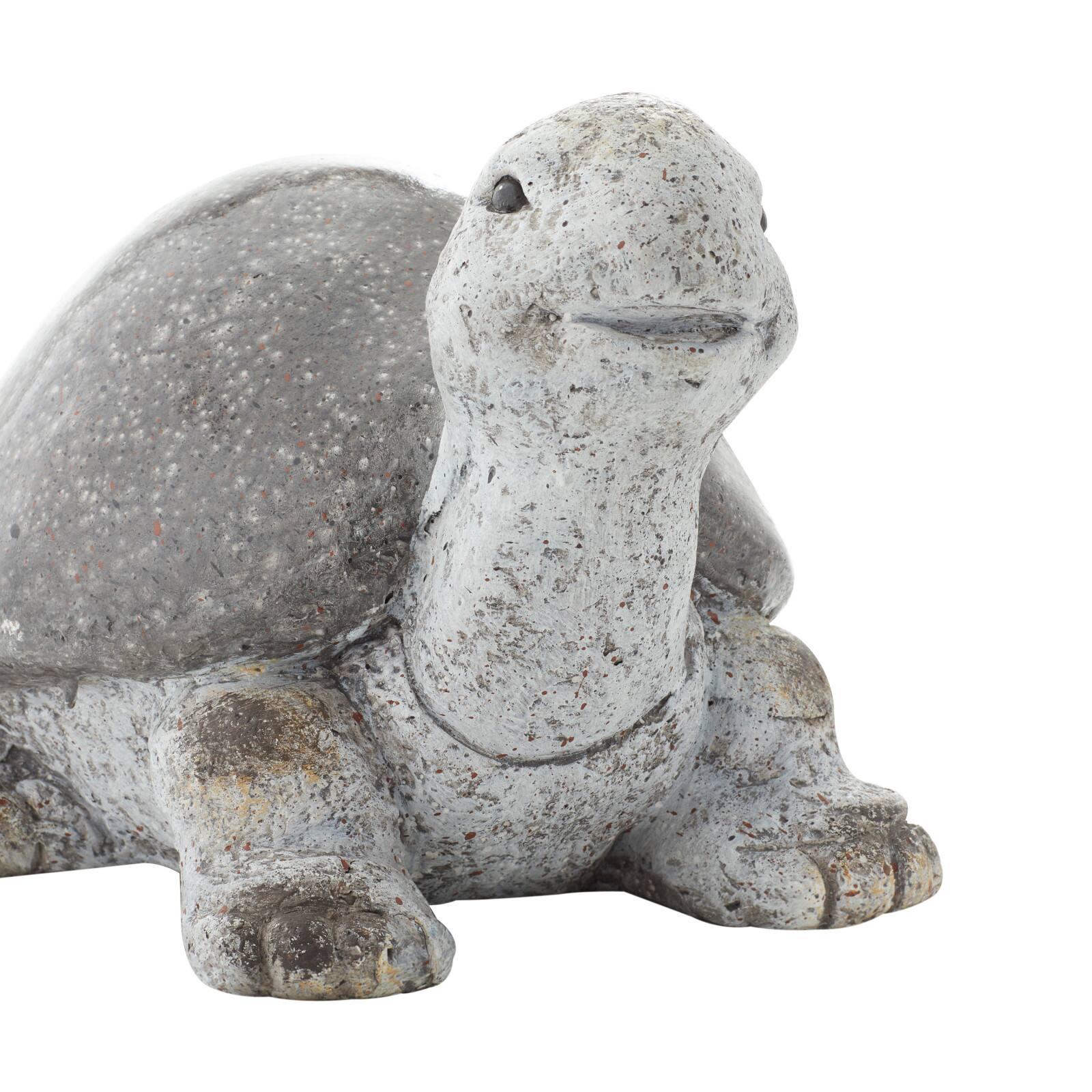 13&#x22; White Polystone Turtle Garden Sculpture