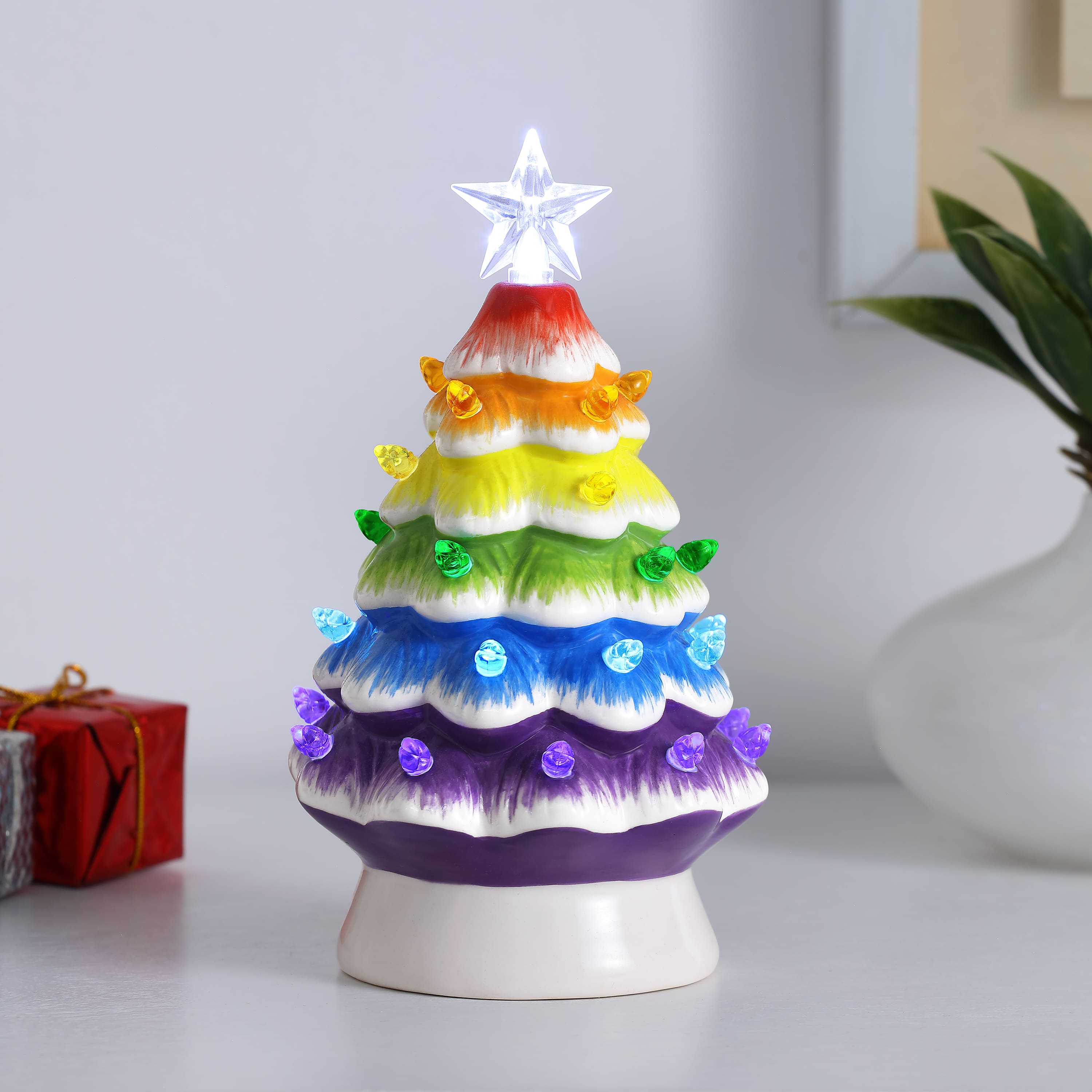 7&#x22; Nostalgic Ceramic Rainbow Tree
