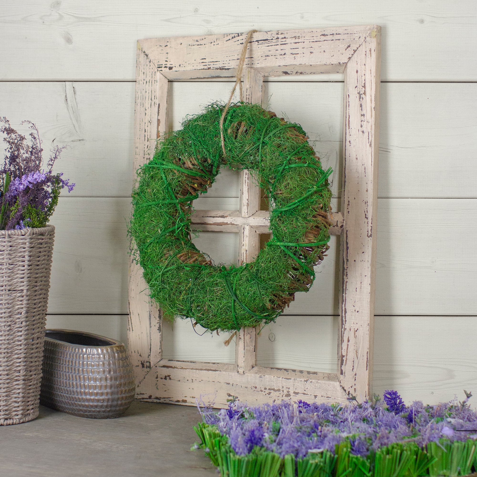 12" Green Moss & Twig Wreath