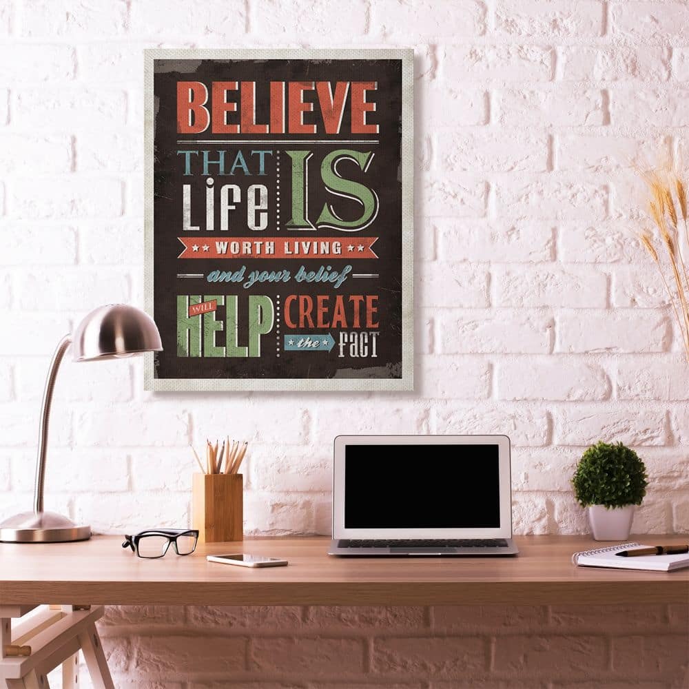 Stupell Industries Believe In Life Vintage Wall Canvas