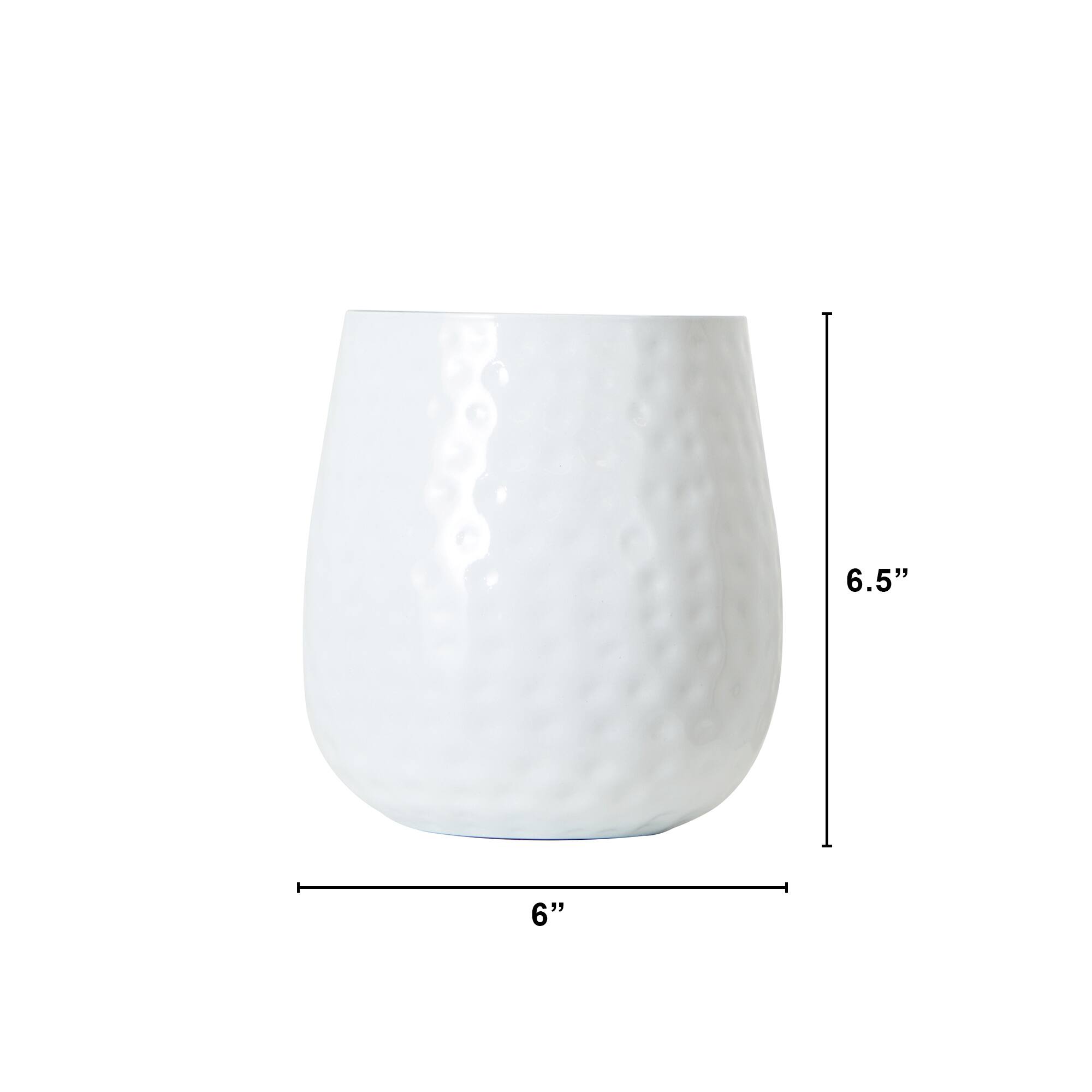 6.5&#x22; White Oval Shaped Iron Planter
