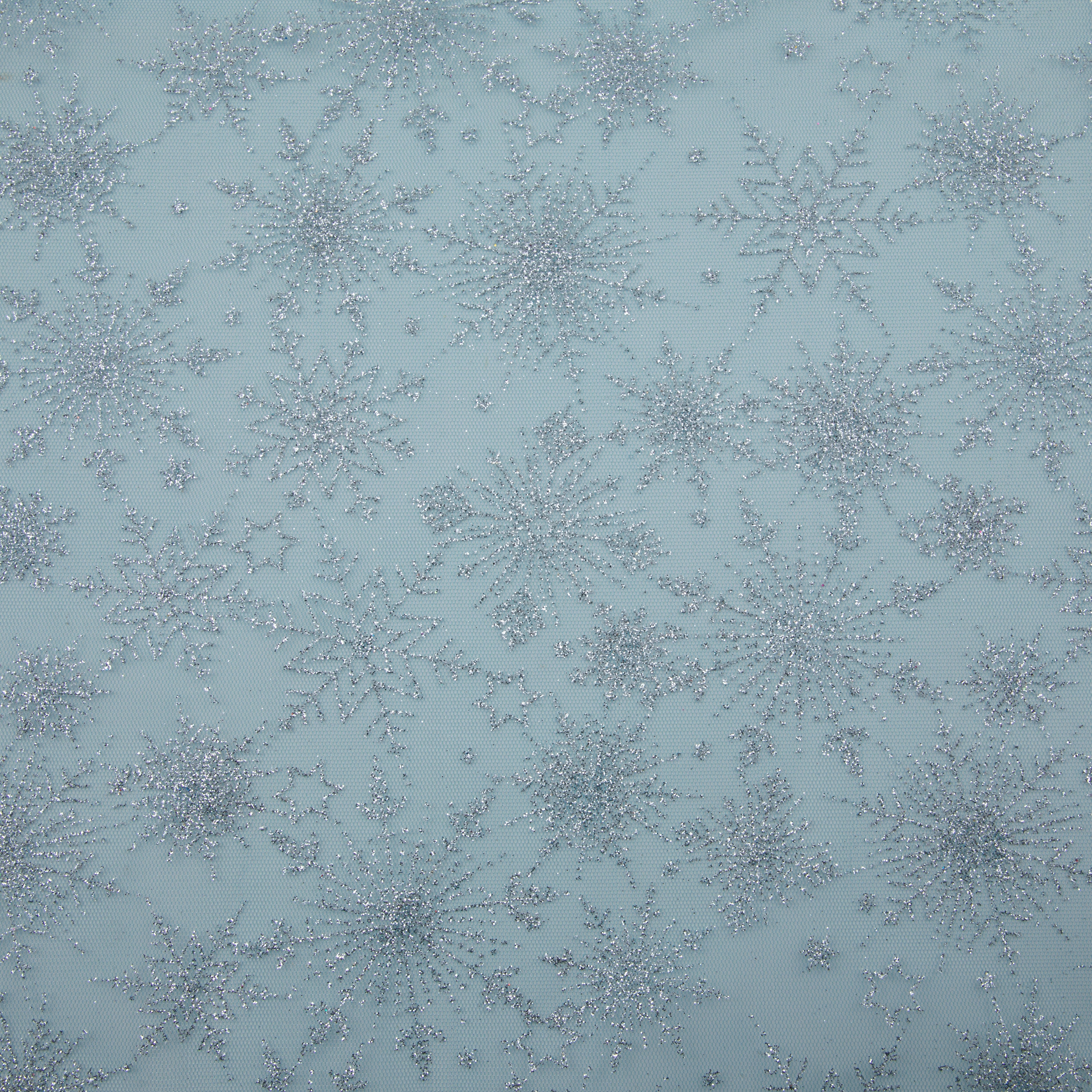 Wyla White Glitter Snowflakes on Blue Mesh
