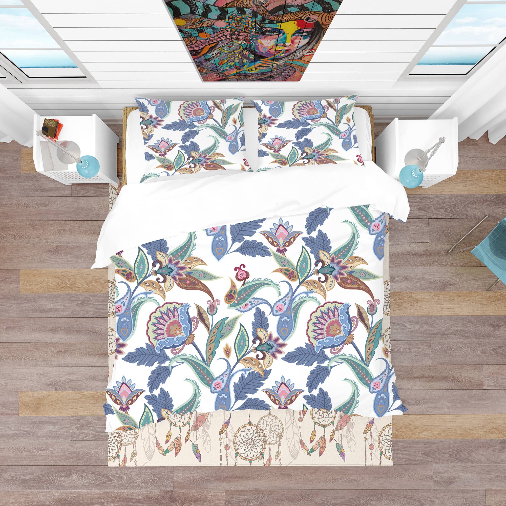Designart &#x27;Fantasy Flowers Paisley Pattern&#x27; Vintage Bedding Set - Duvet Cover &#x26; Shams